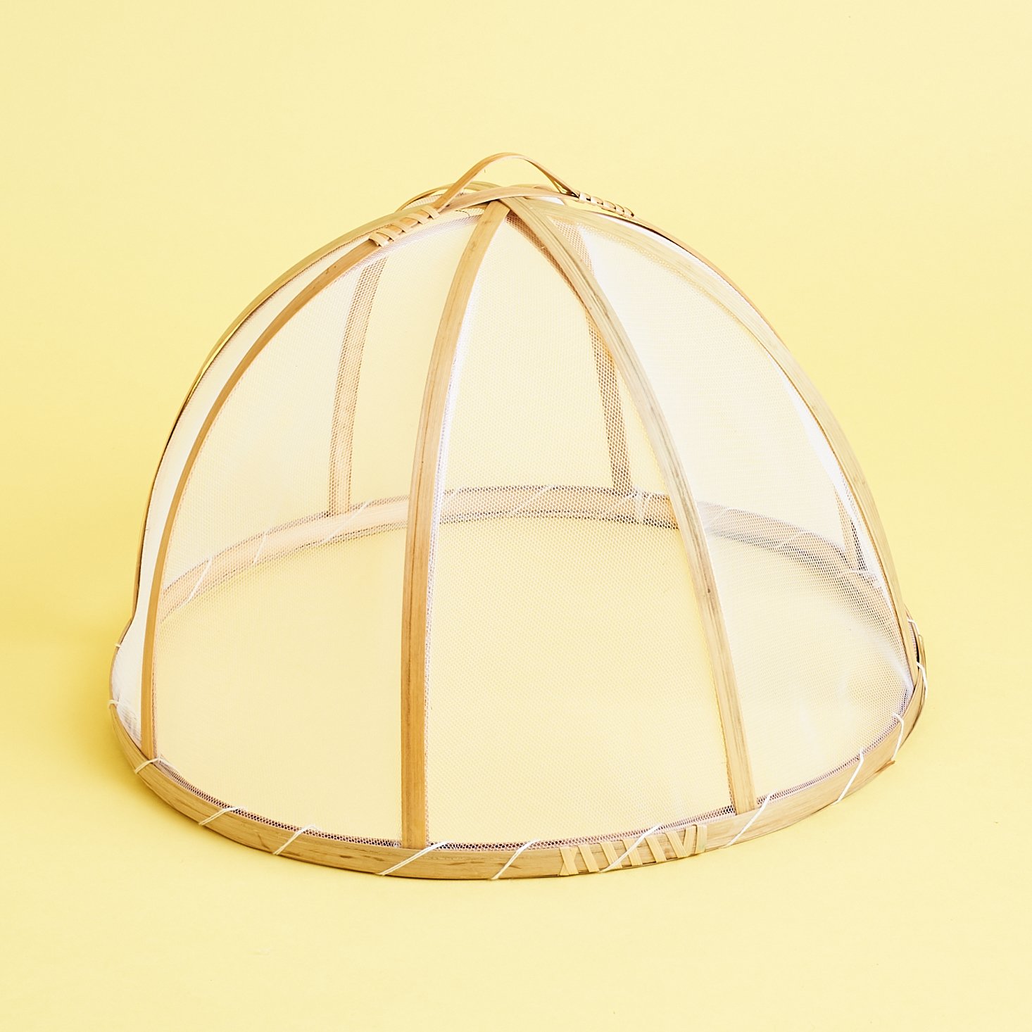 round domed bamboo food tent with sheer mesh sides