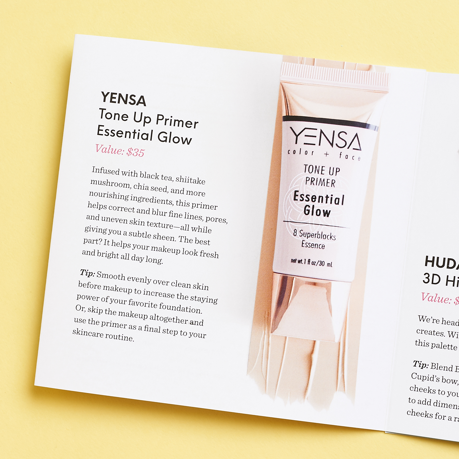 info booklet pages featuring yensa primer