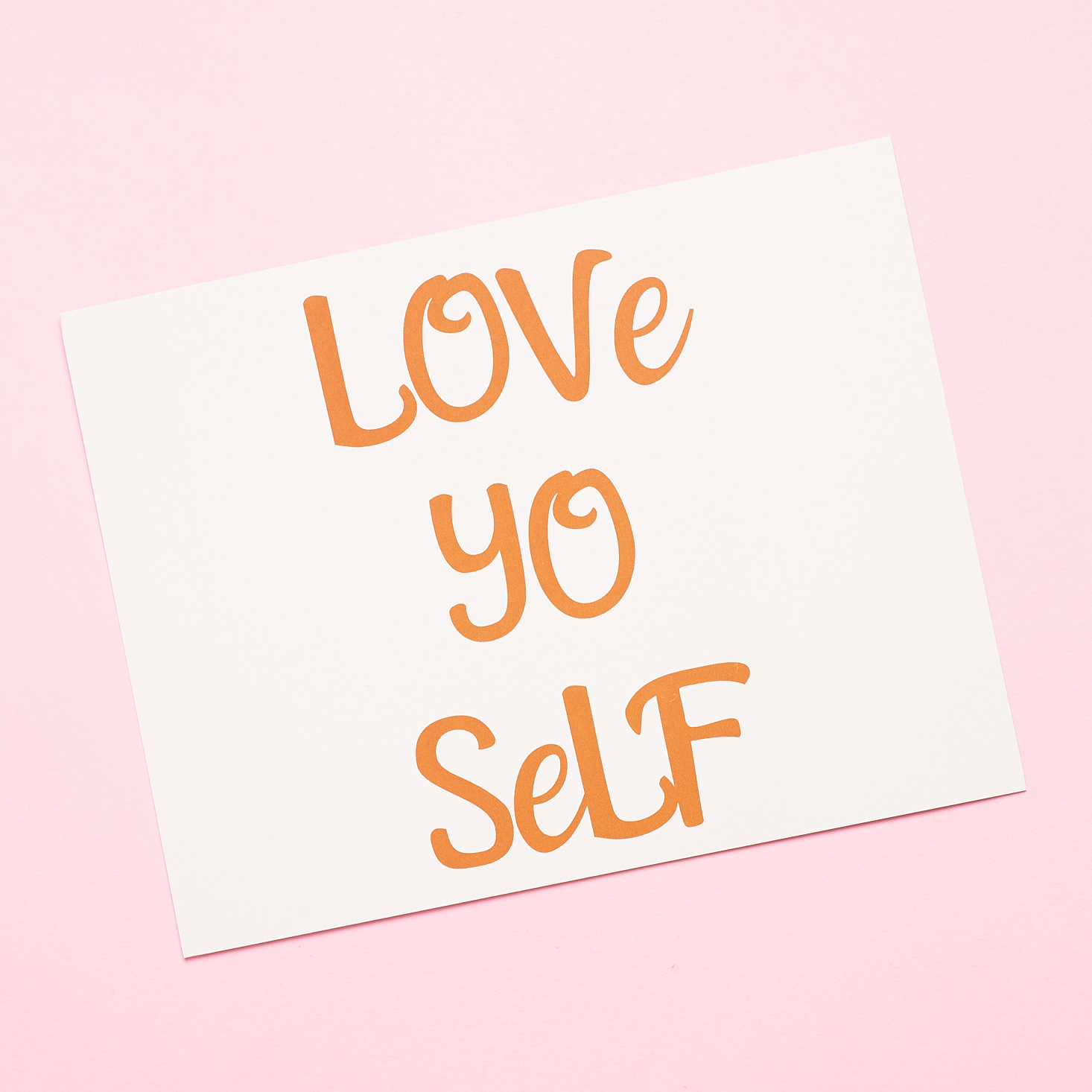 Front of product info card that says "Love Yo Self"