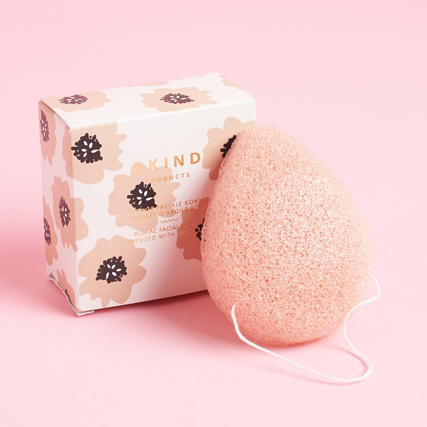 BKind Konjac Facial Sponge infused with Pink Clay wit box