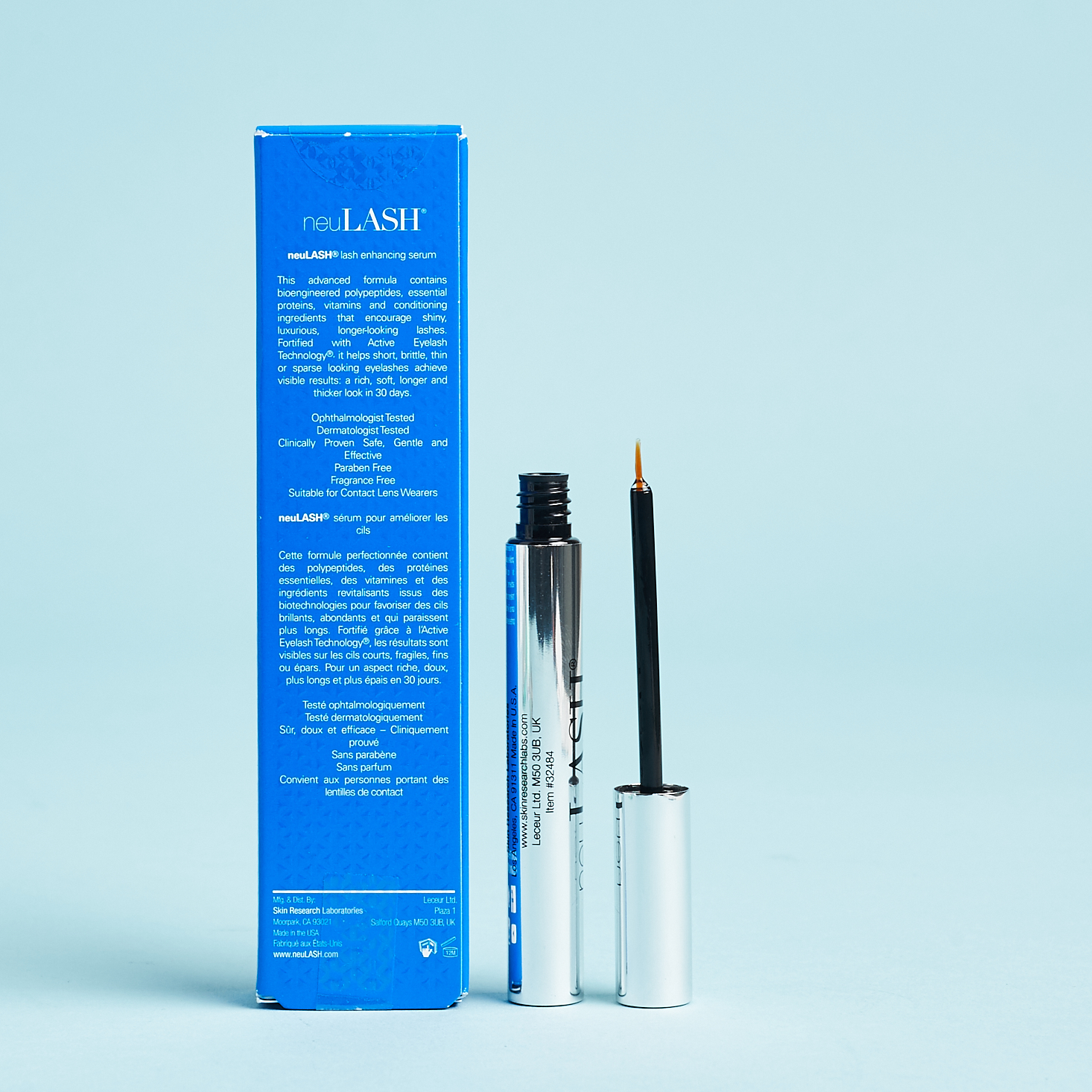 back of lash serum box with more info