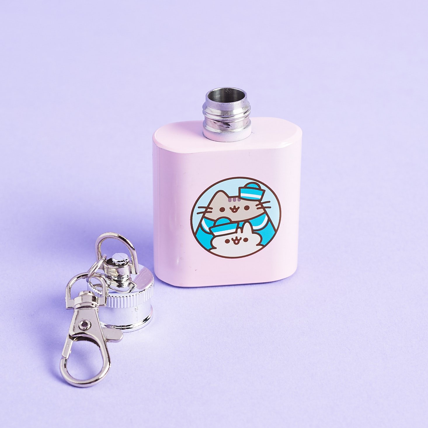 Pusheen Mini Keychain Flask with cap off