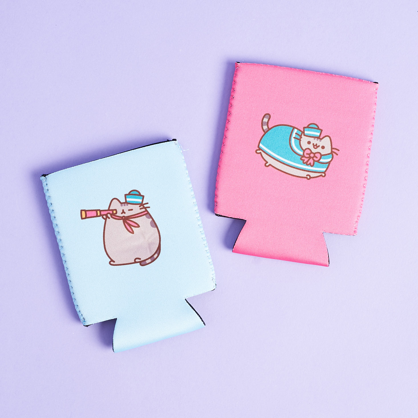 Set of 2 Pusheen can coolers laying flat