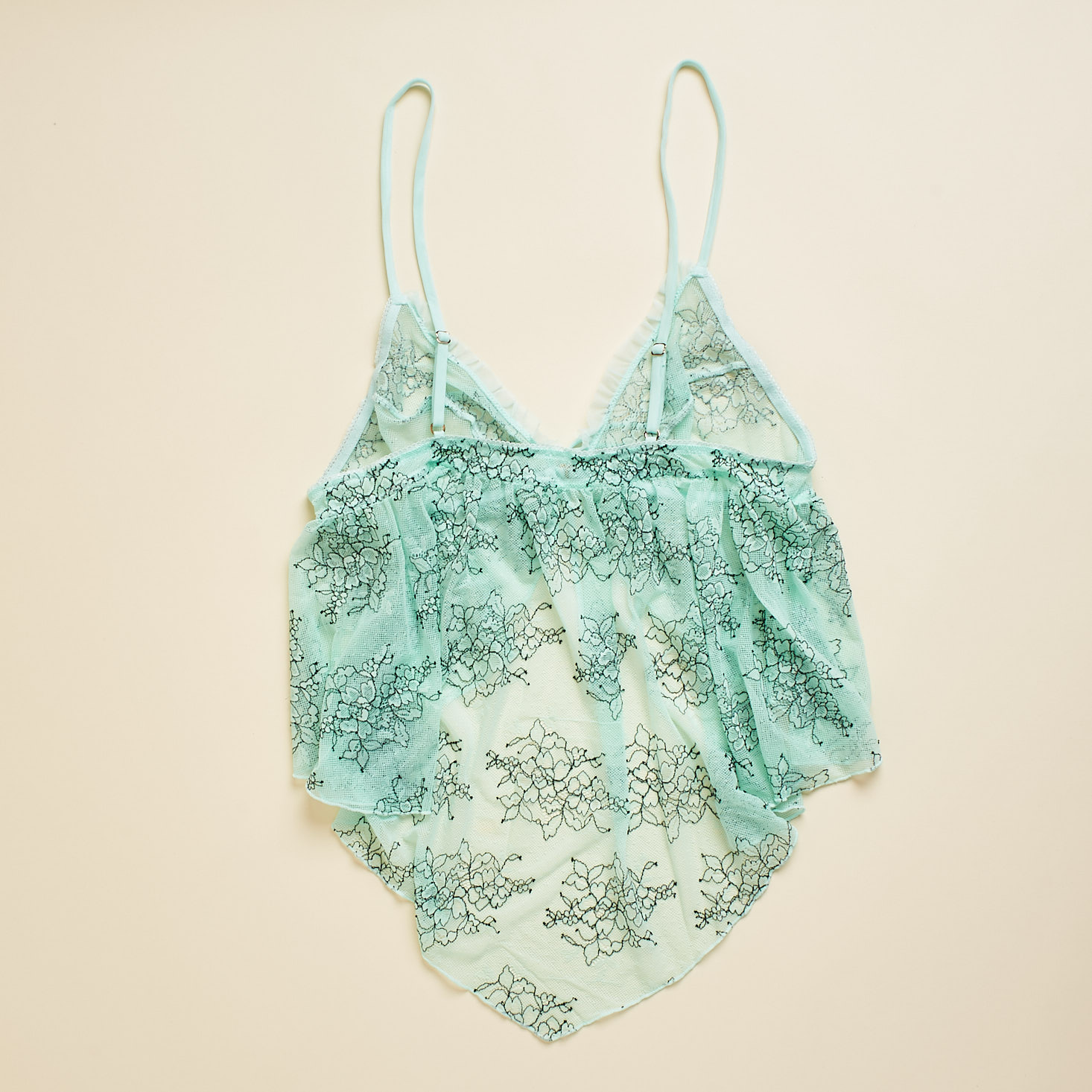 turquoise lace babydoll top from back