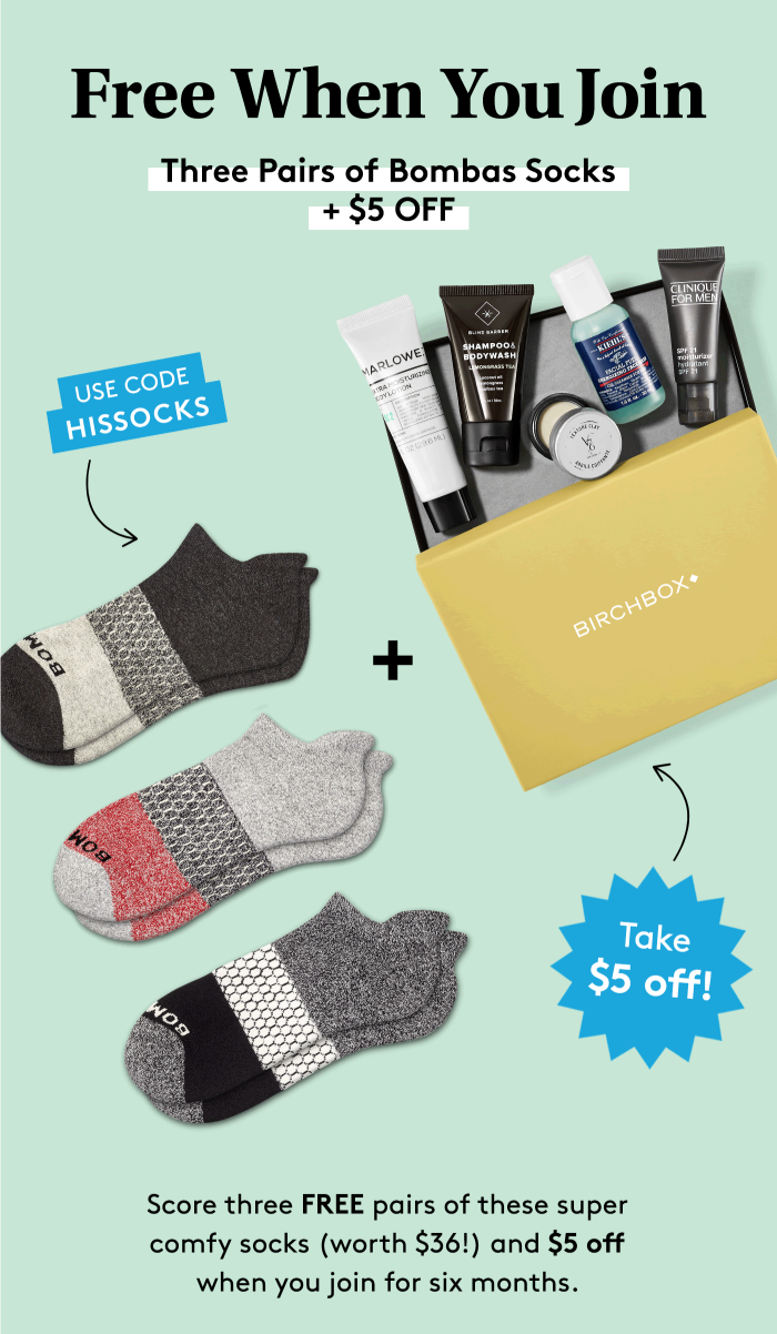 Birchbox Grooming Coupon – Free Bombas Socks + $5 Off Your First Box!