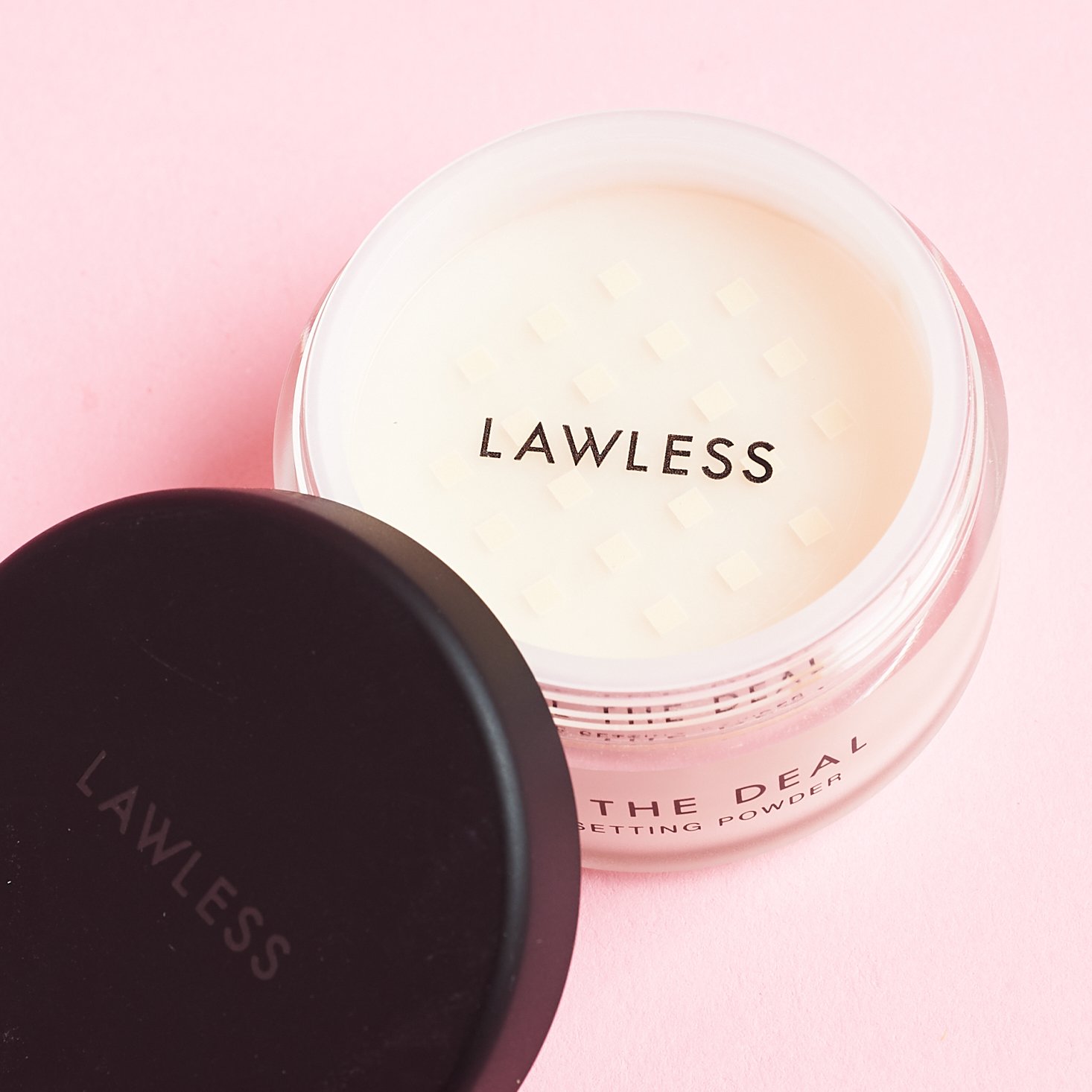 LAWLESS Seal The Deal Loose Setting Powder in Classic Translucent with the lid off