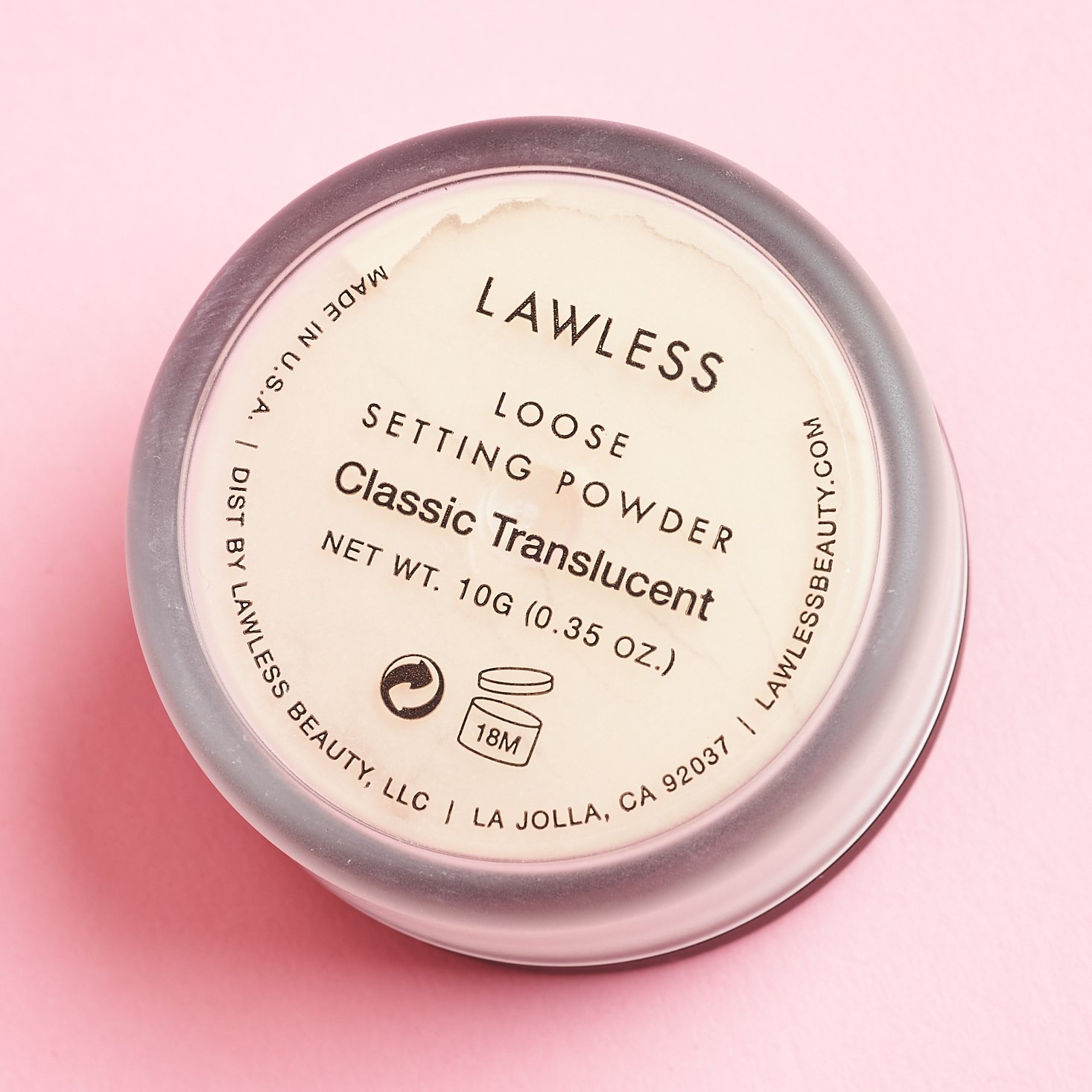 bottom of LAWLESS Seal The Deal Loose Setting Powder in Classic Translucent