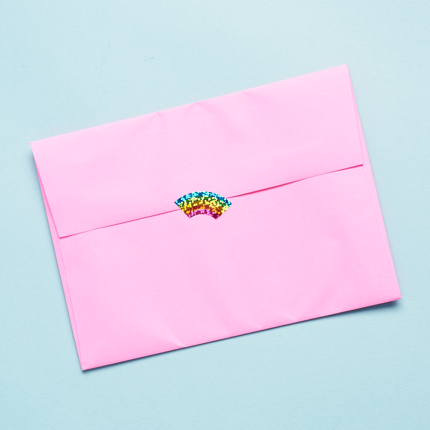 Pink envelope with rainbow sticker