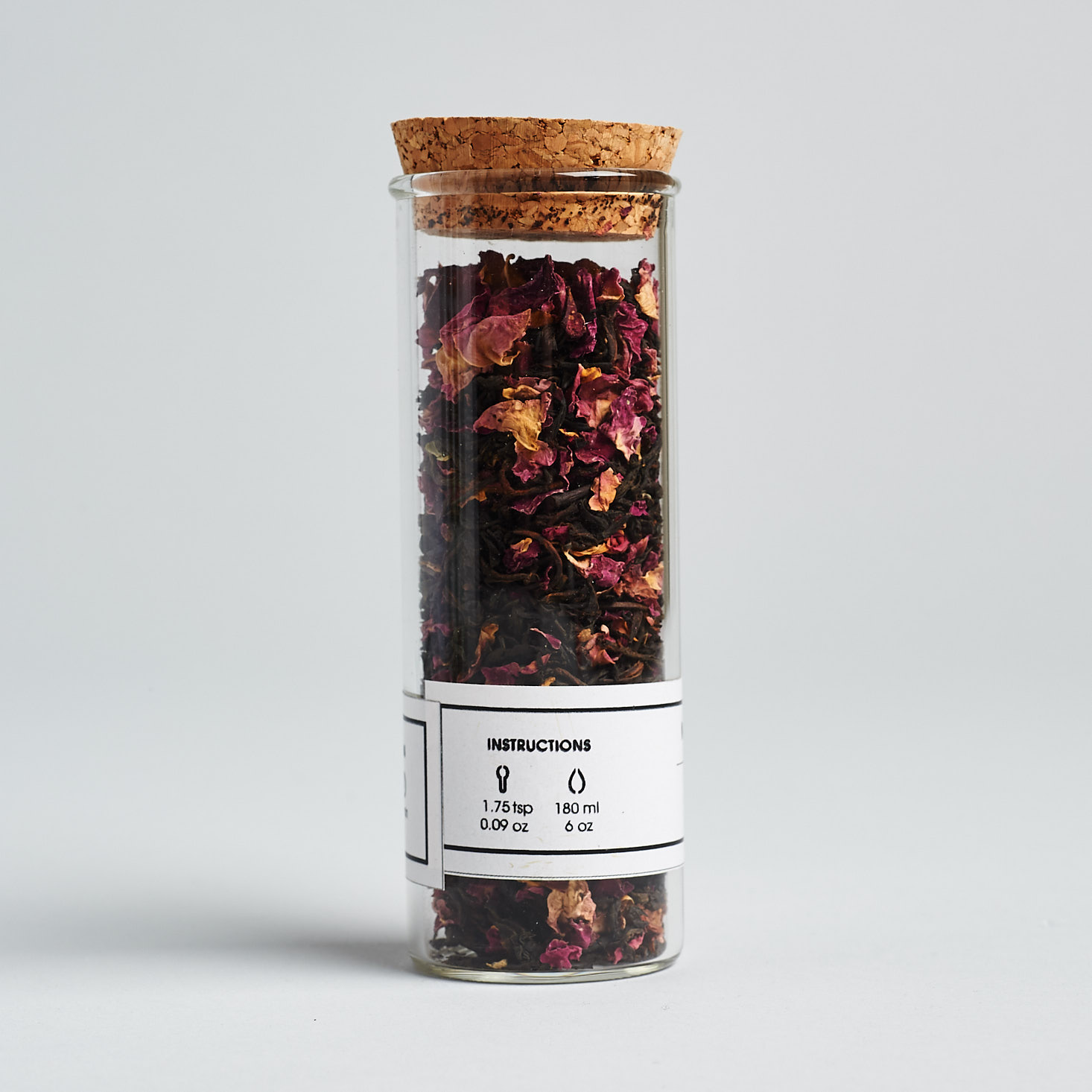 mountian rose tea in glass tube