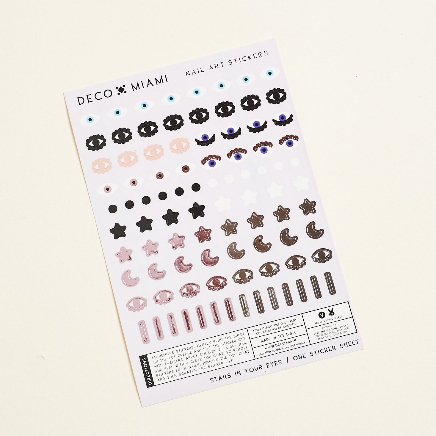 sheet of eye and moon themed nail stickers