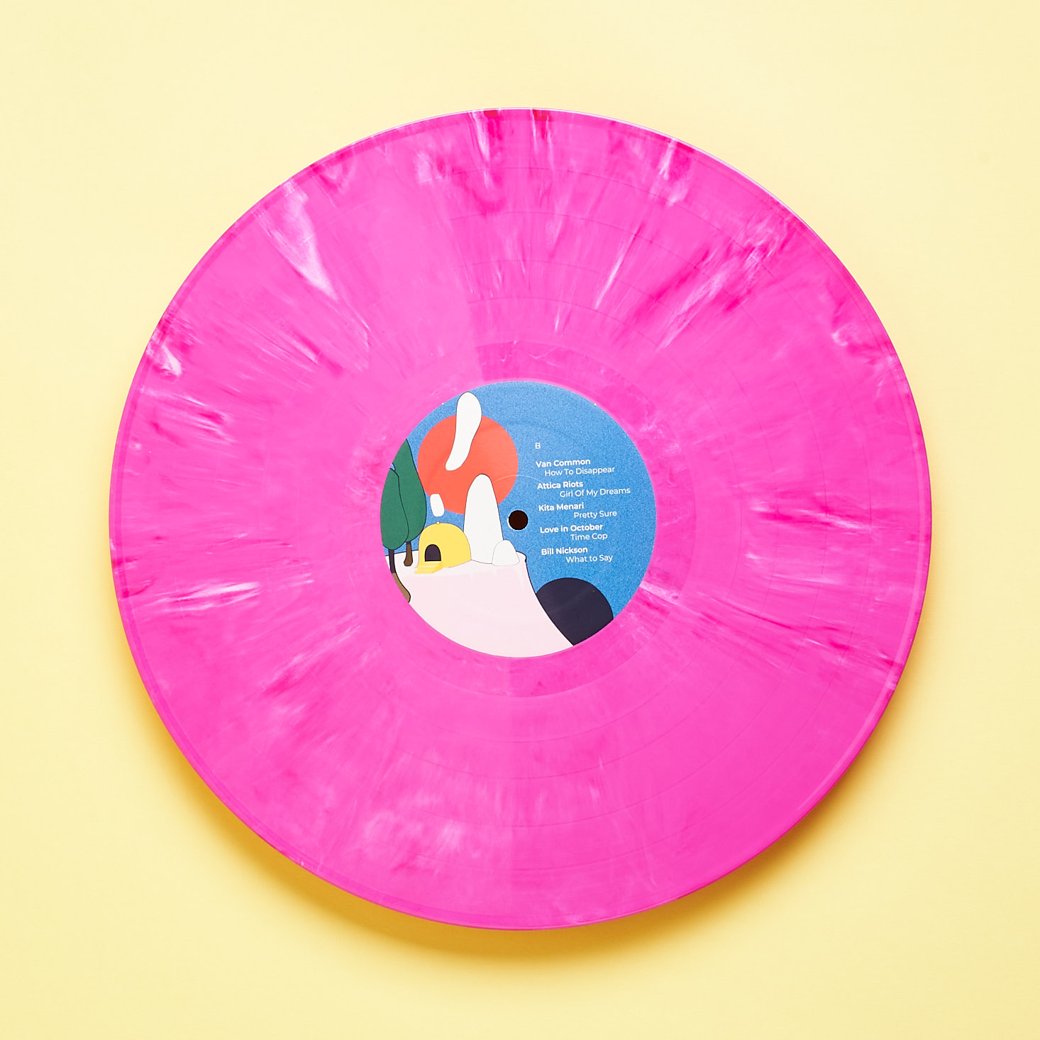 Side B of pink swirl vinyl