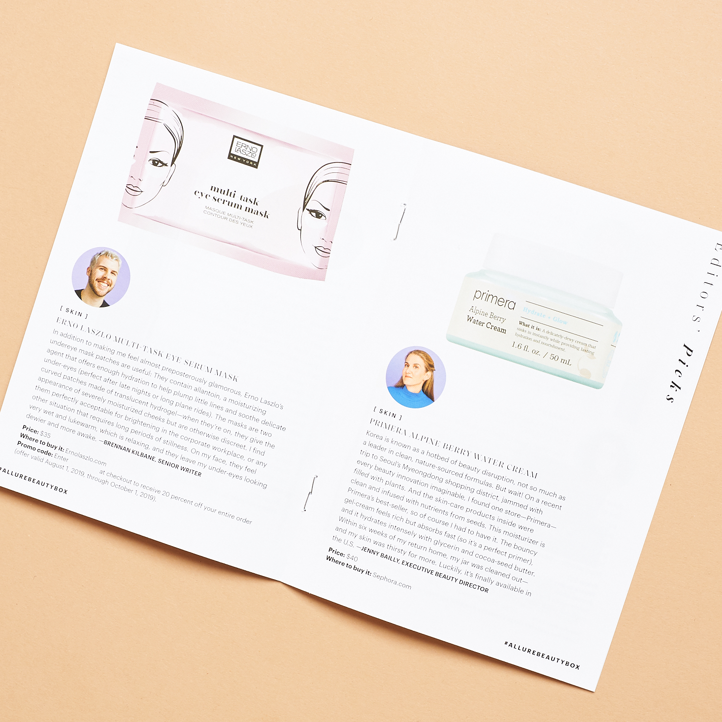 booklet pages with product info