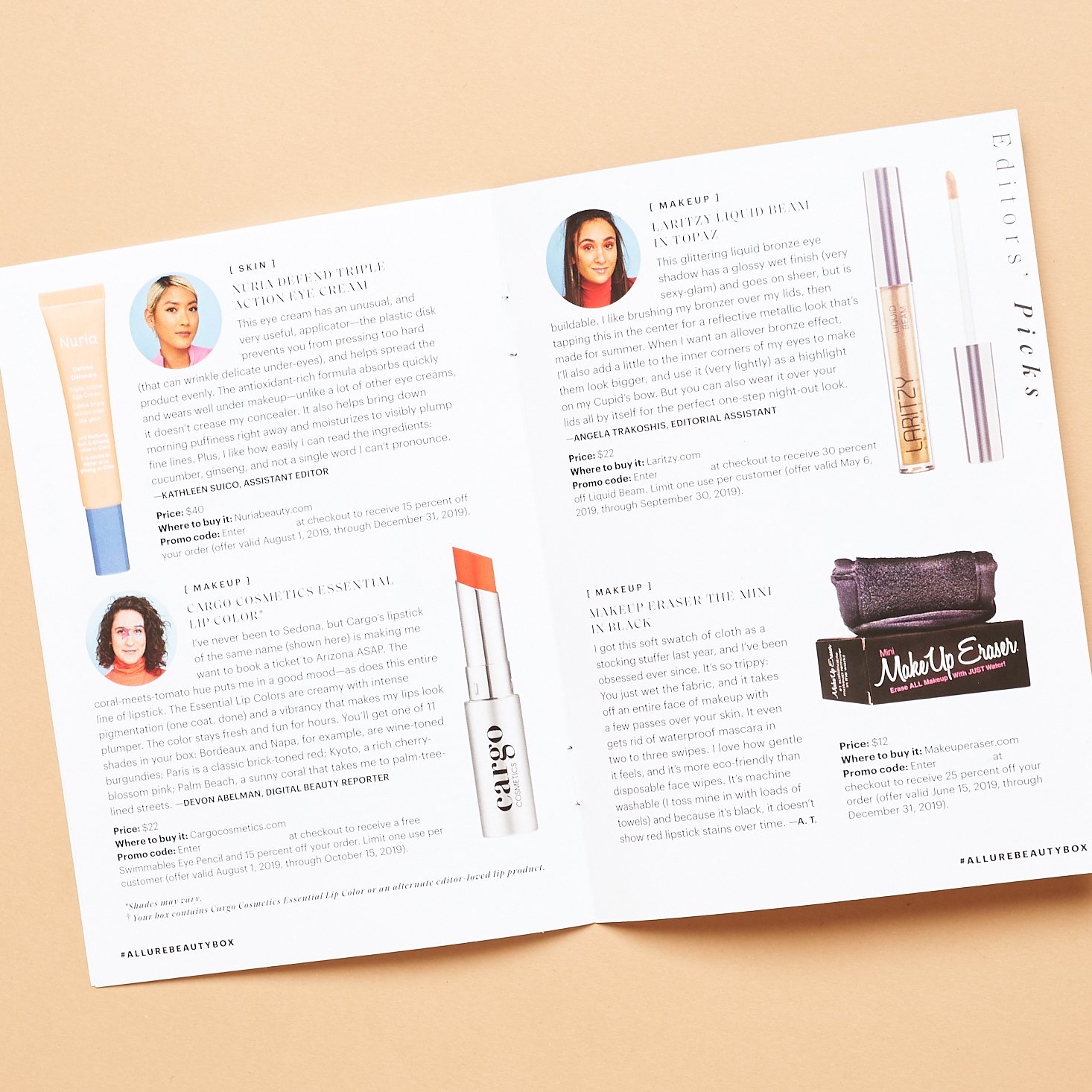 booklet pages with product info