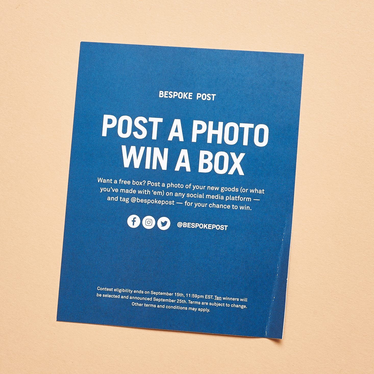 Post a photo- win a box using @bespokepost