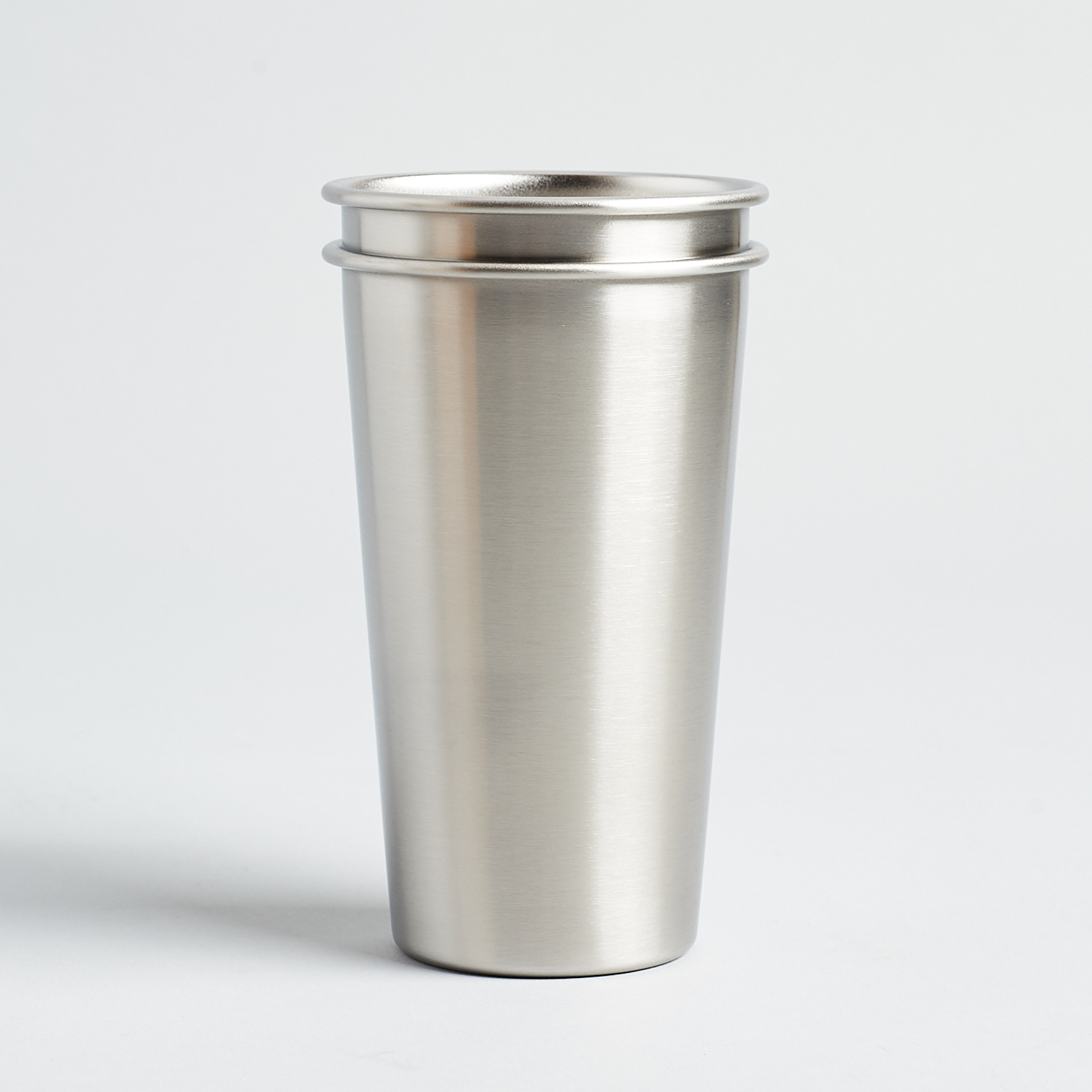 2 stacked 16 oz. Stainless Steel Pint Cups