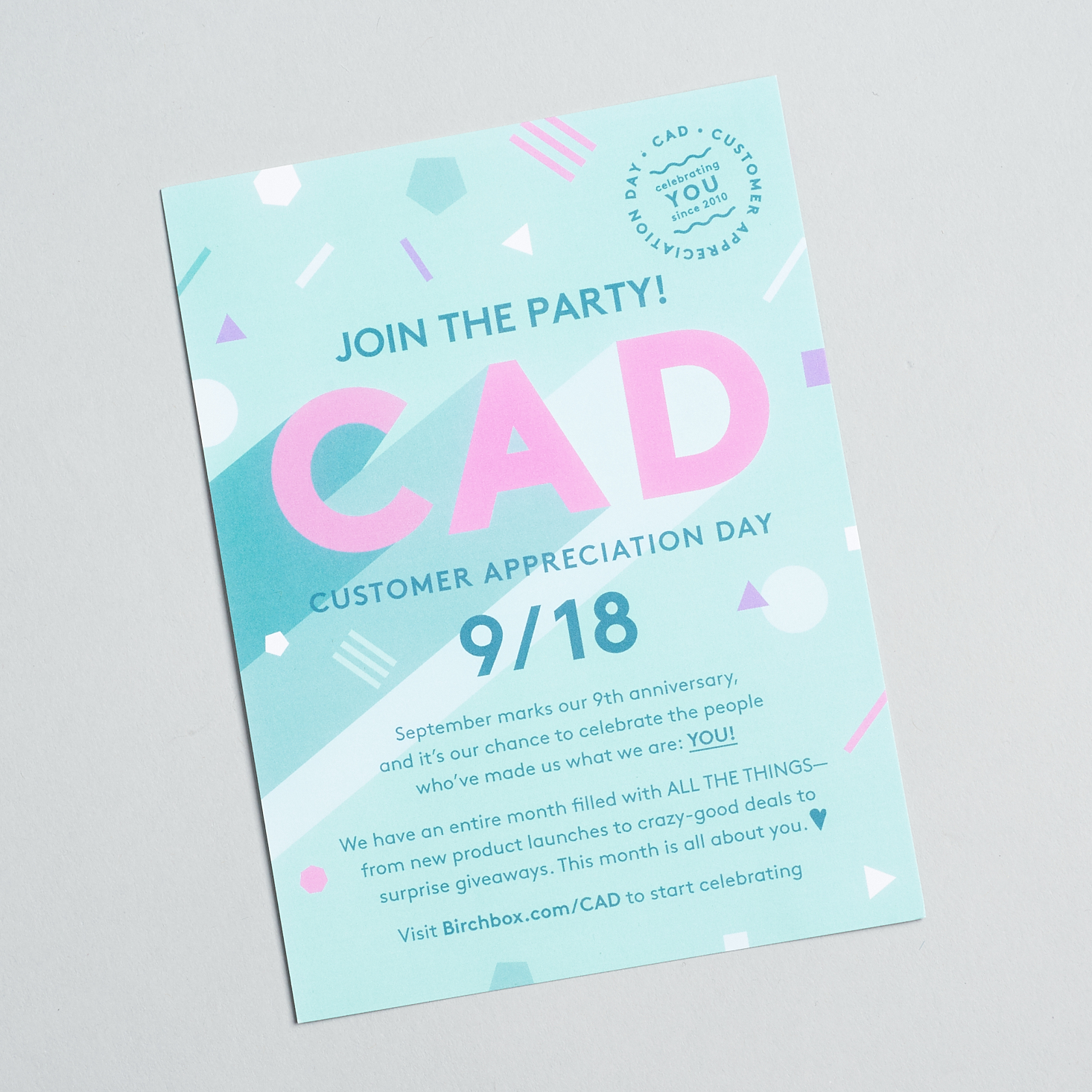info card with CAD sale info