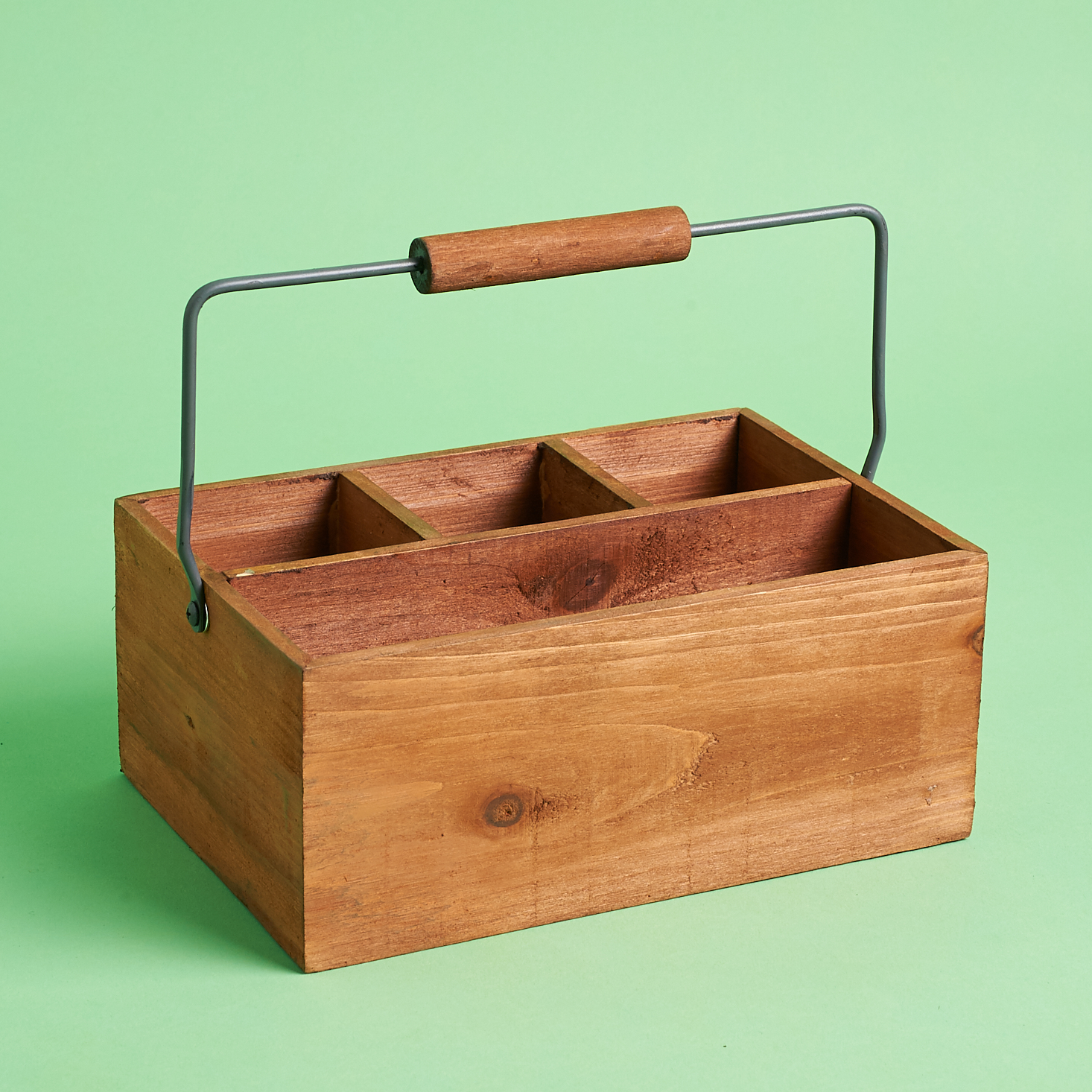 antiqued look wooden caddy with handle