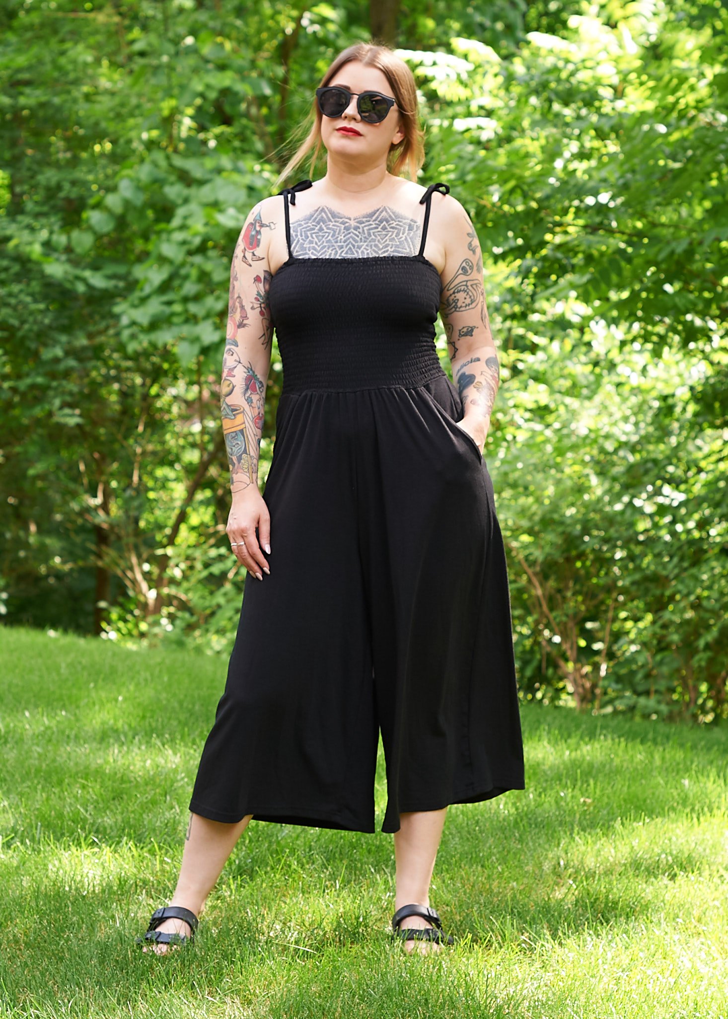 Marne wearing halter jumpsuit