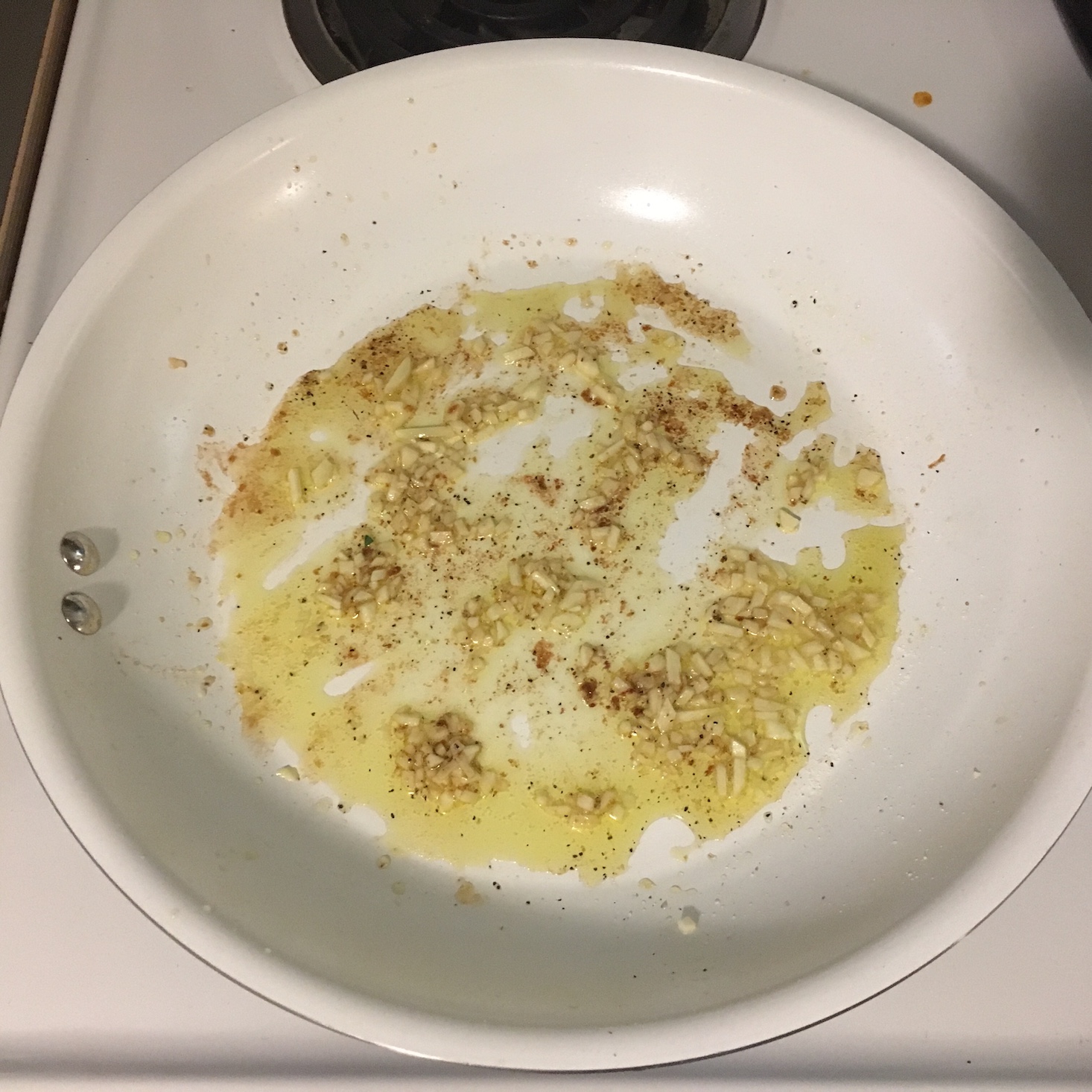 garlic cooking in pan