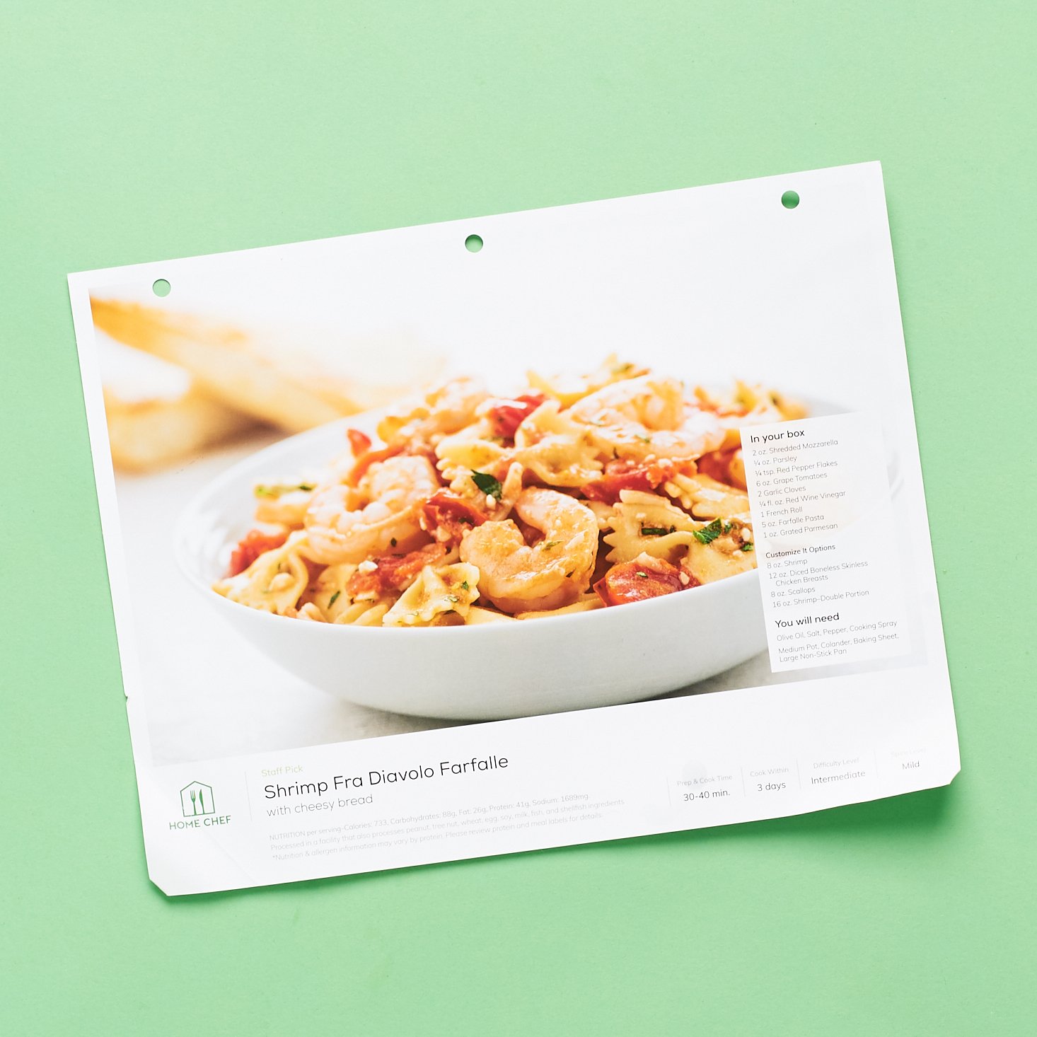 shrimp fra diavolo farfalle recipe card front