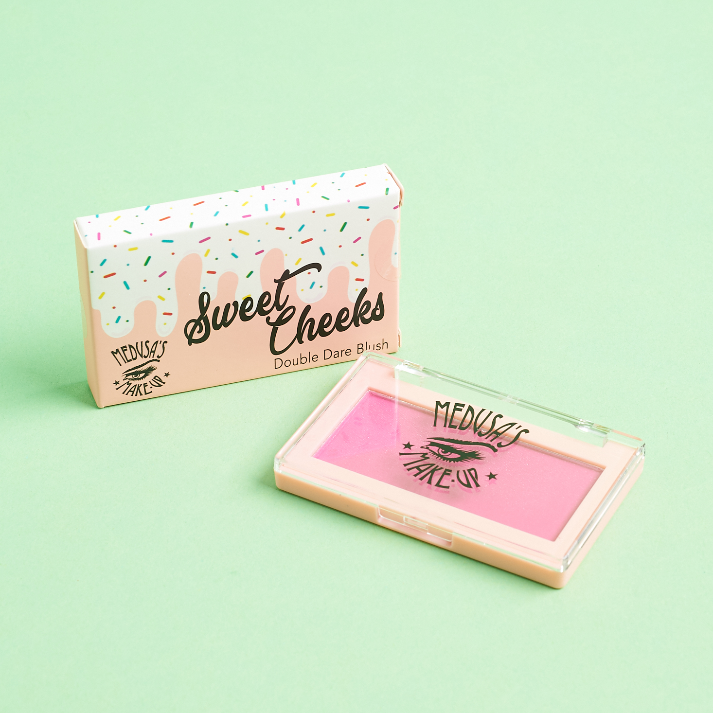 hot pink blush with cute sprinkle covered box