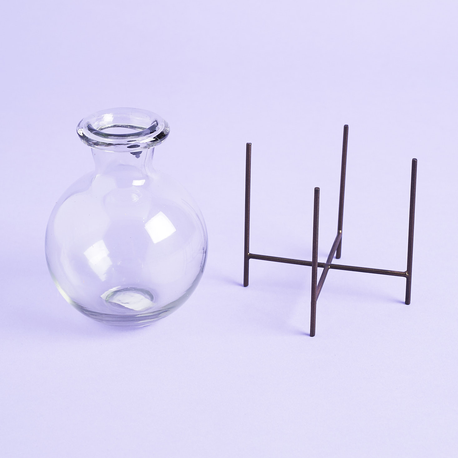 House Doctor glass Lana Vase- out of metal stand