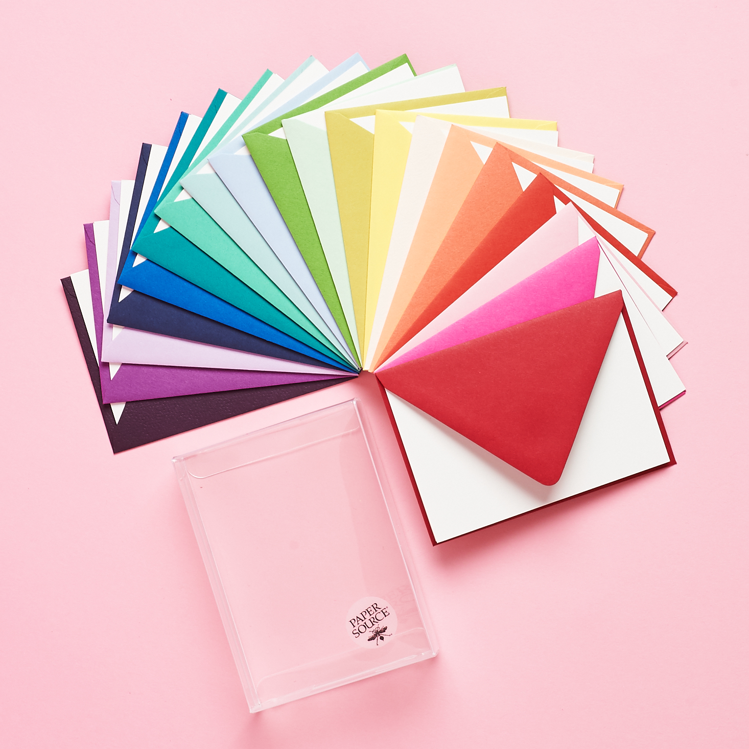 Set of 20 Paper Source Colorful Noteset arranged in a fan to show all of the colors