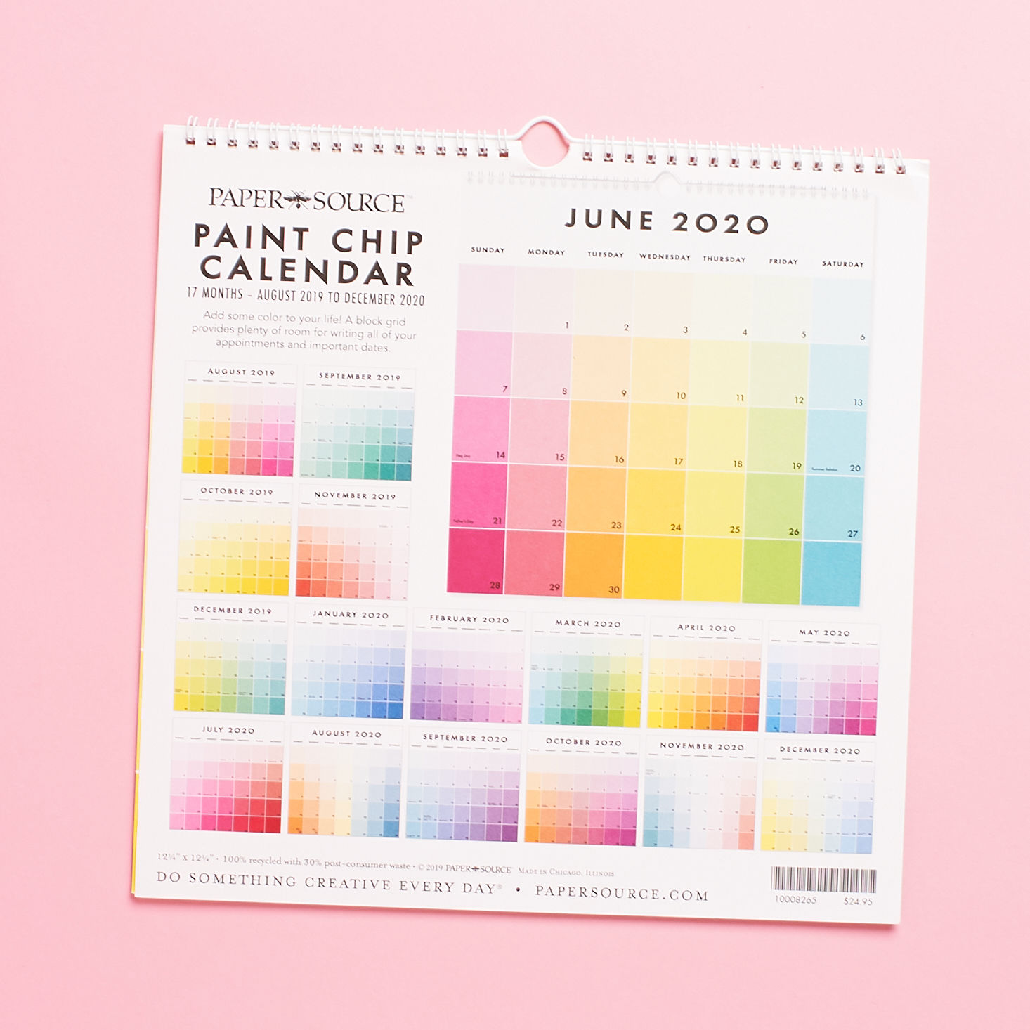 Back of the Paper Source 2020 Paint Chip Calendar