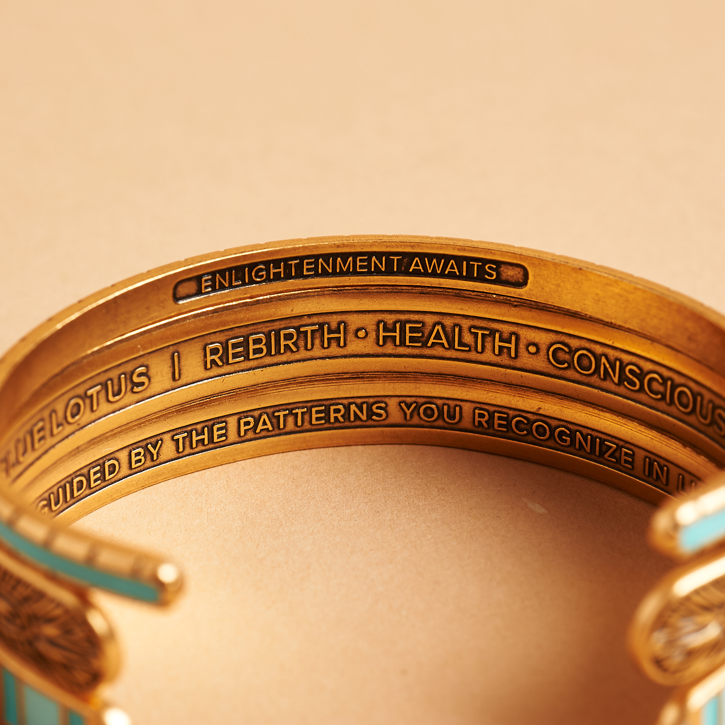 inside of bangles with various sayings and words