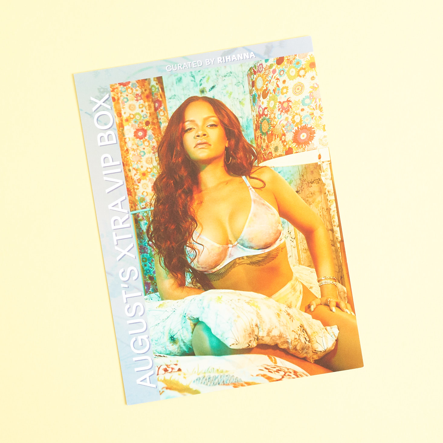 rihanna info card for my august savage fenty box