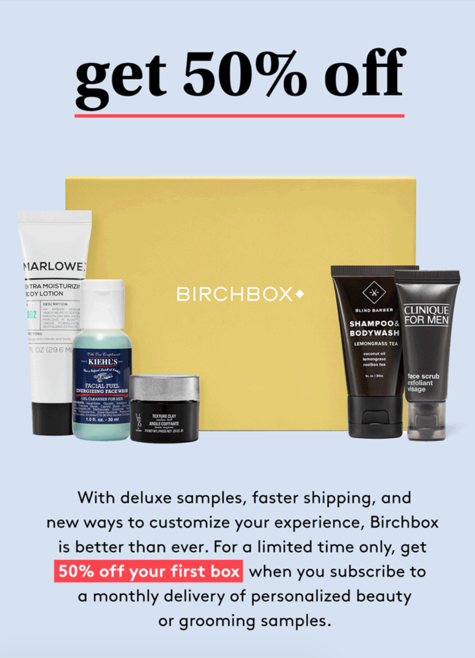 Birchbox Grooming Coupon – 50% Off Your First Box!