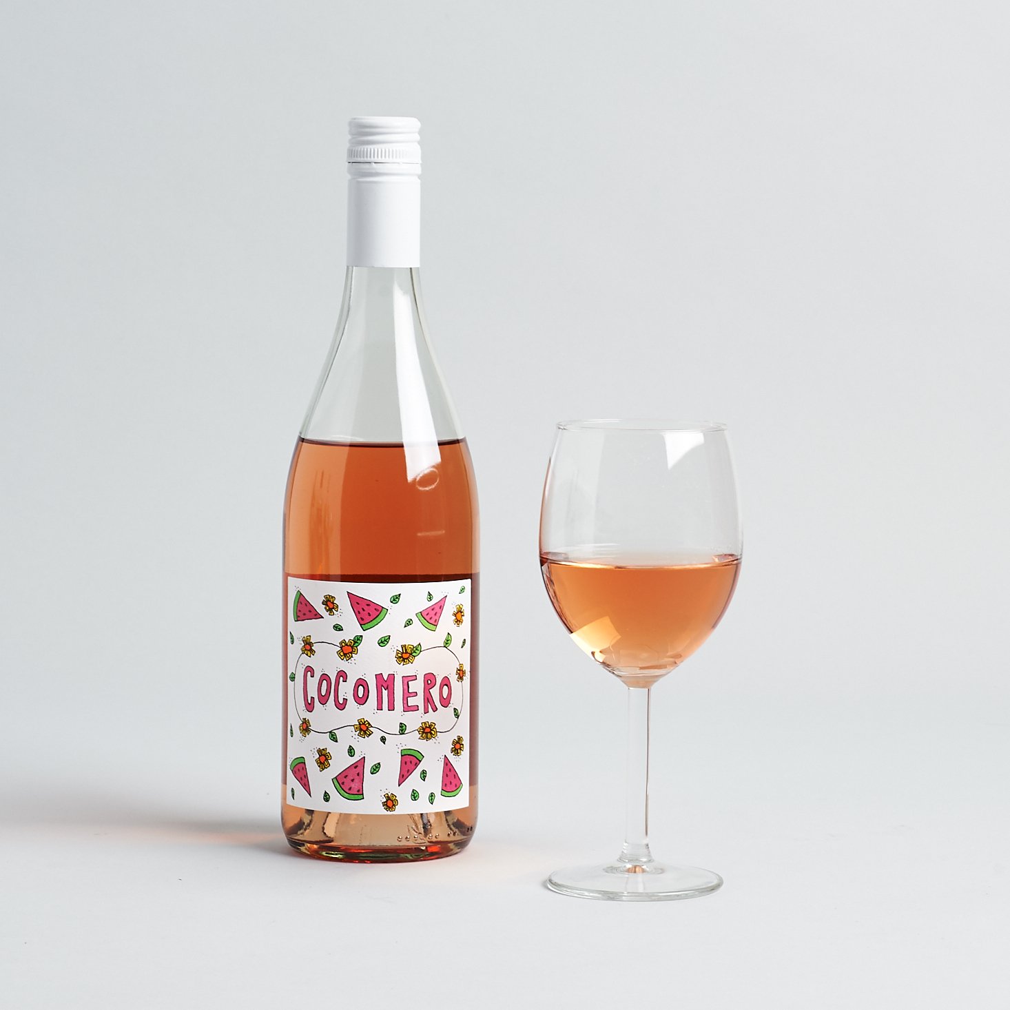 cocomero rose open bottle and glass