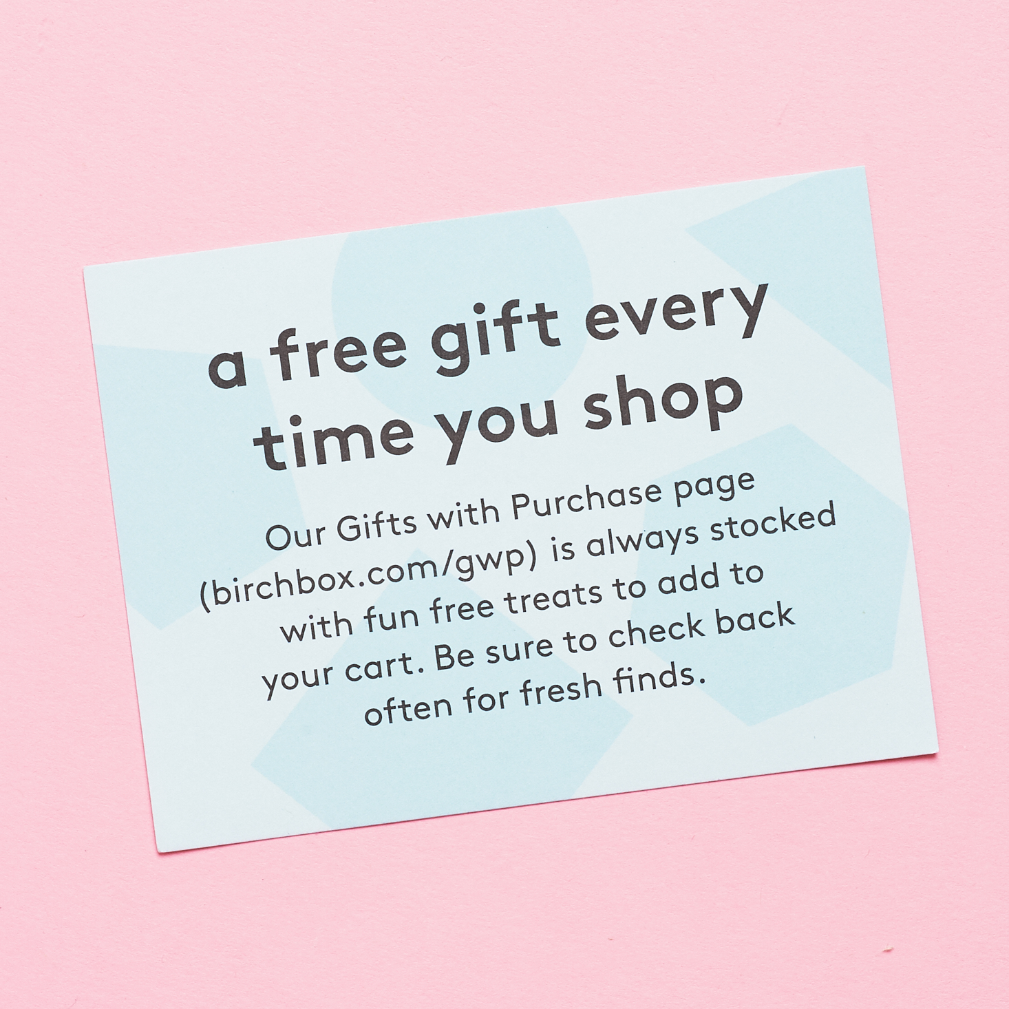 Free gift info card