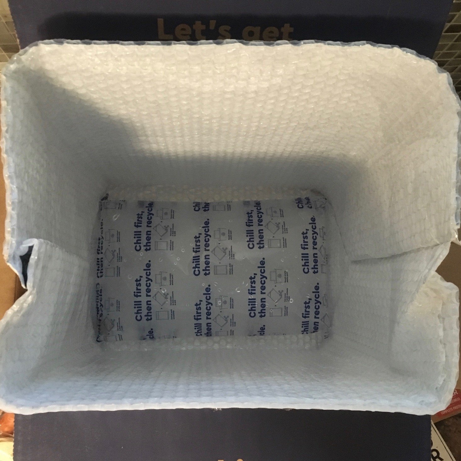 ice pack at bottom of box