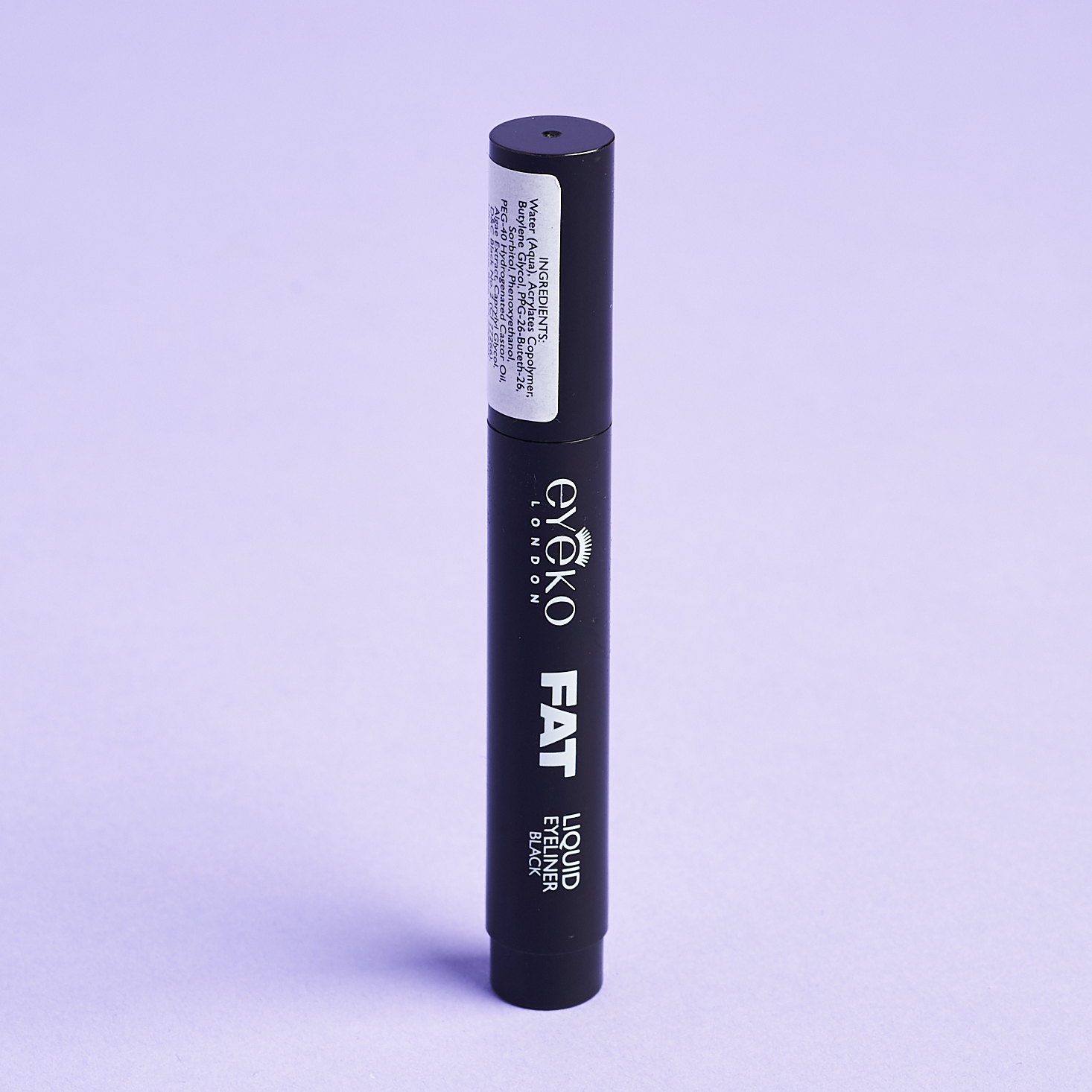 chubby black eyeliner pencil with white text