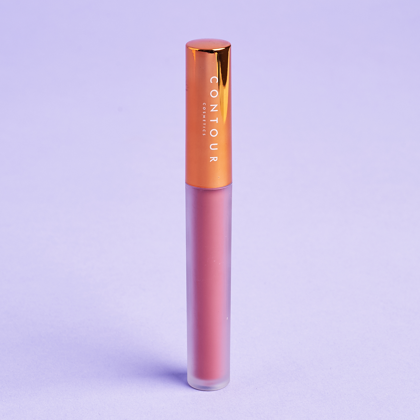 frosted clear tube of liquid lipstick with gold cap