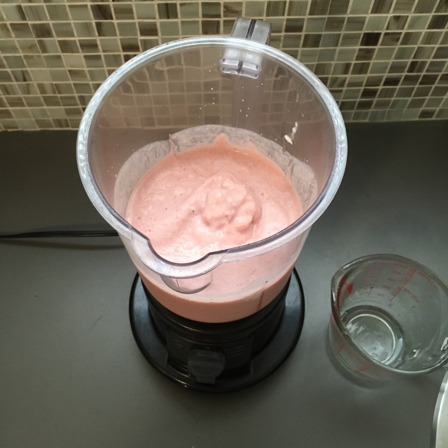 strawberry colada smoothie blended with ice