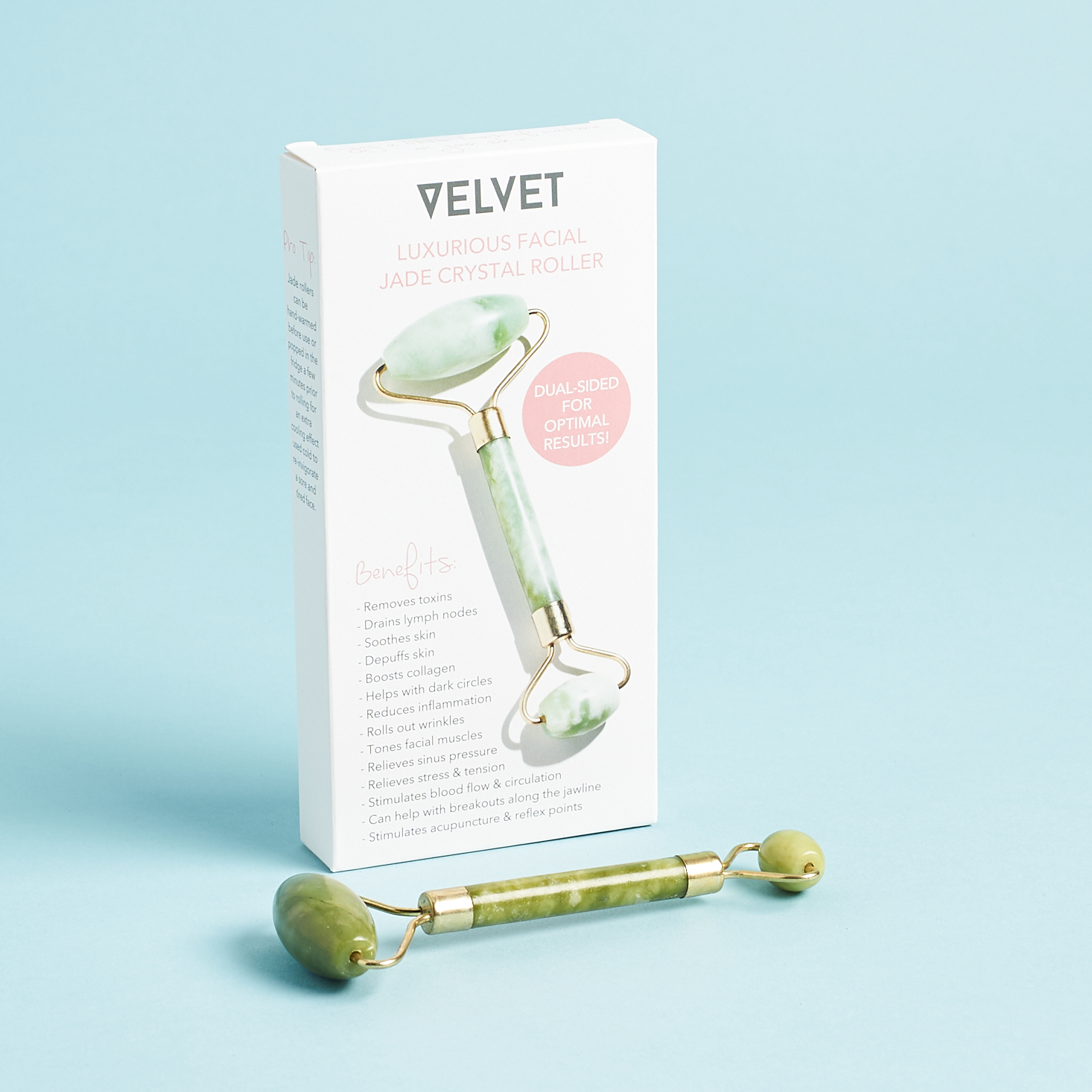 Velvet Cosmetics by Zoe Ayla Facial Jade Crystal Roller with box