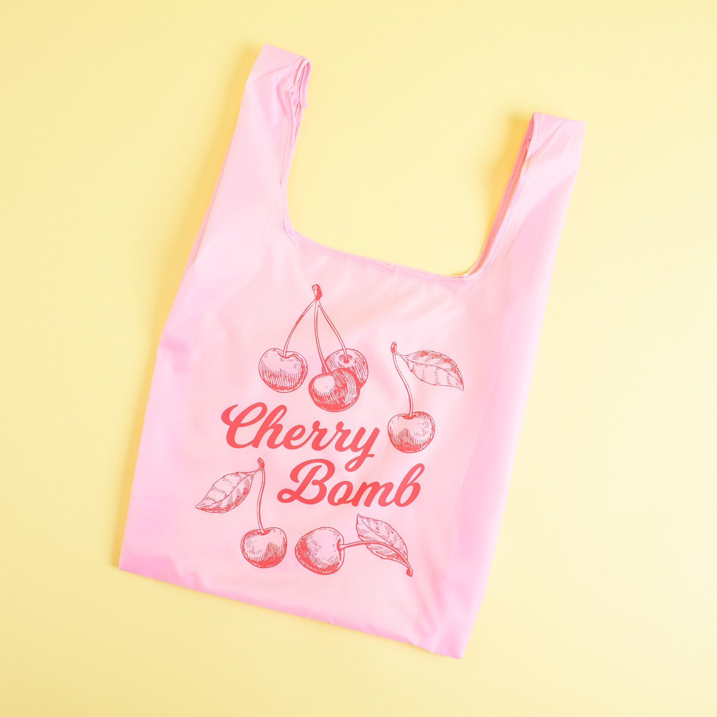 Pink Cherry Bomb reusable tote