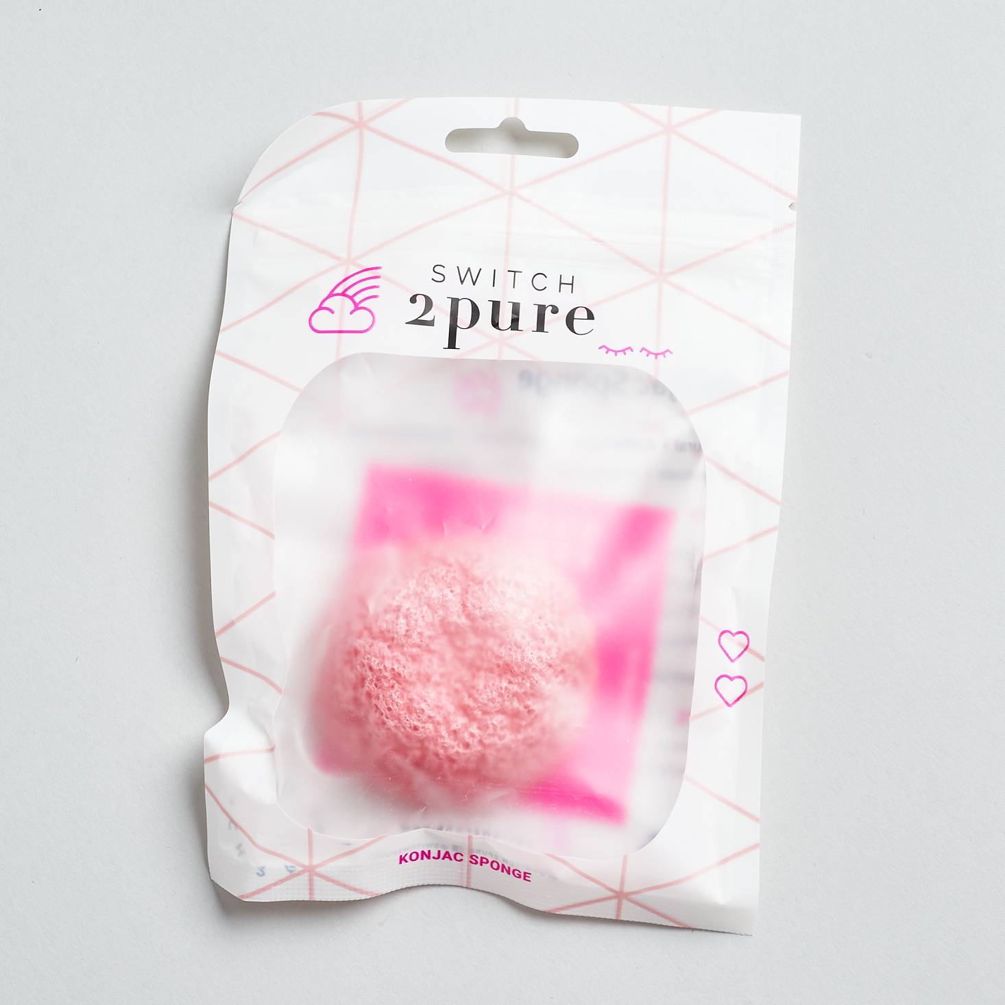 Switch 2 Pure Rose Konjac Sponge in package