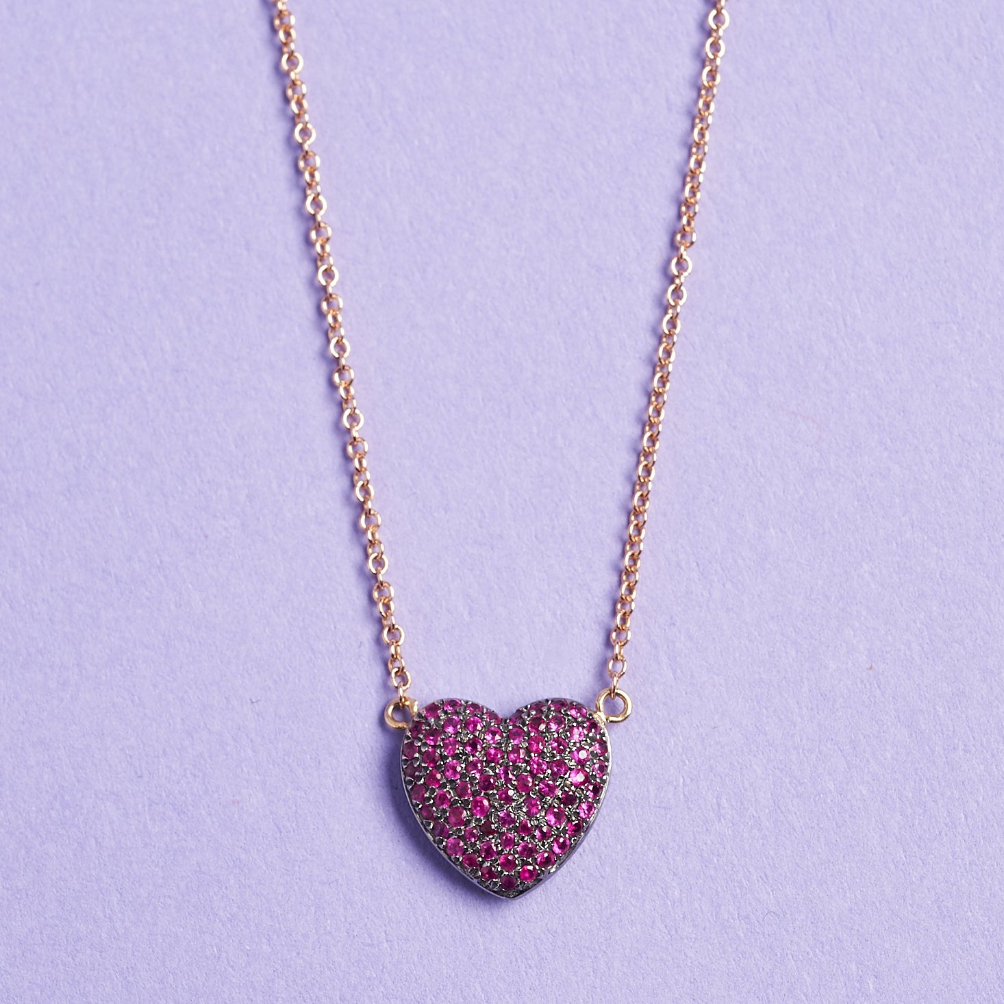 14k gold ruby encrusted tiny heart