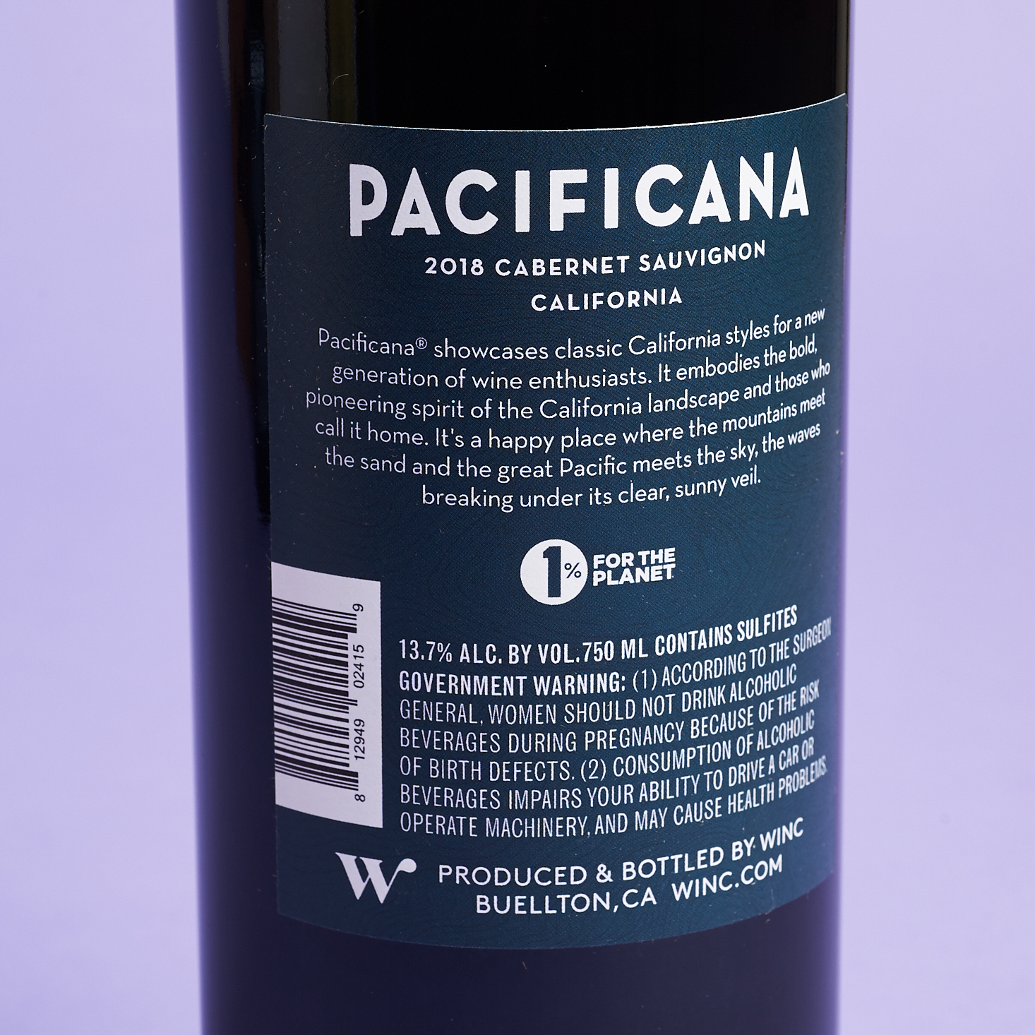 pacificana 2018 cabernet sauvignon back label