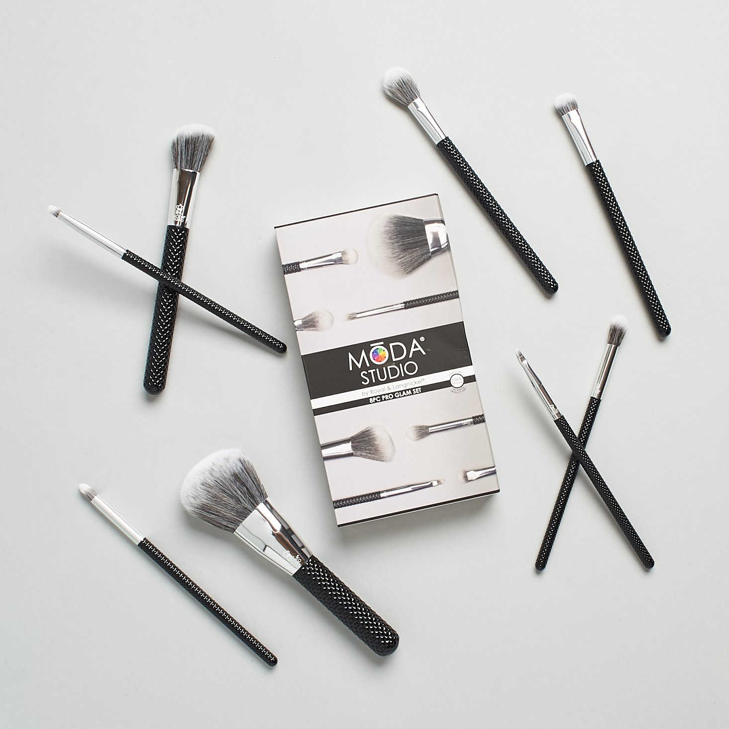 set of black handled brushes