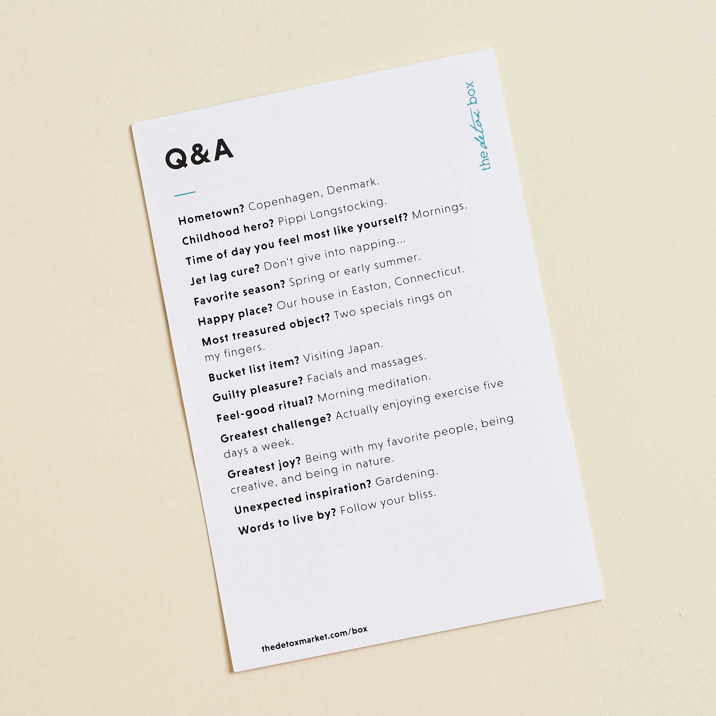 info card with Kjaer Weis Q+A