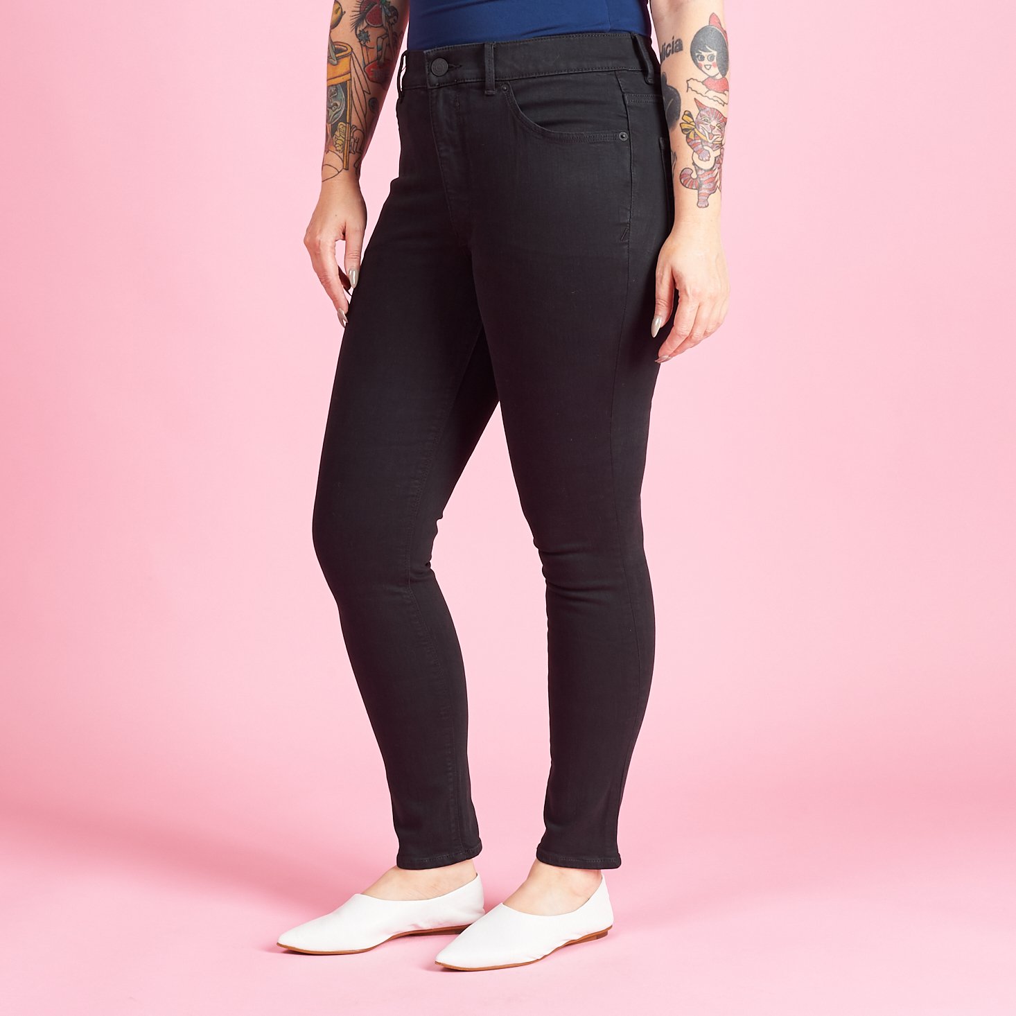 Express  High Waisted Denim Perfect Ankle Skinny in Pitch Black