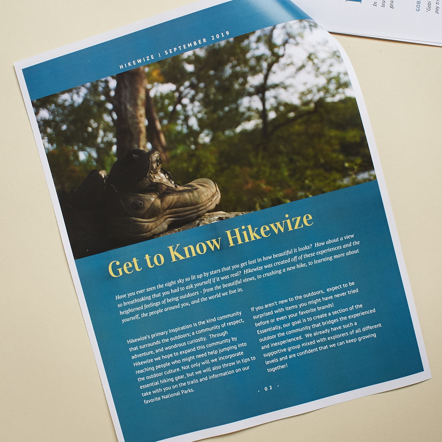 1st page of Hikewize info booklet with intro