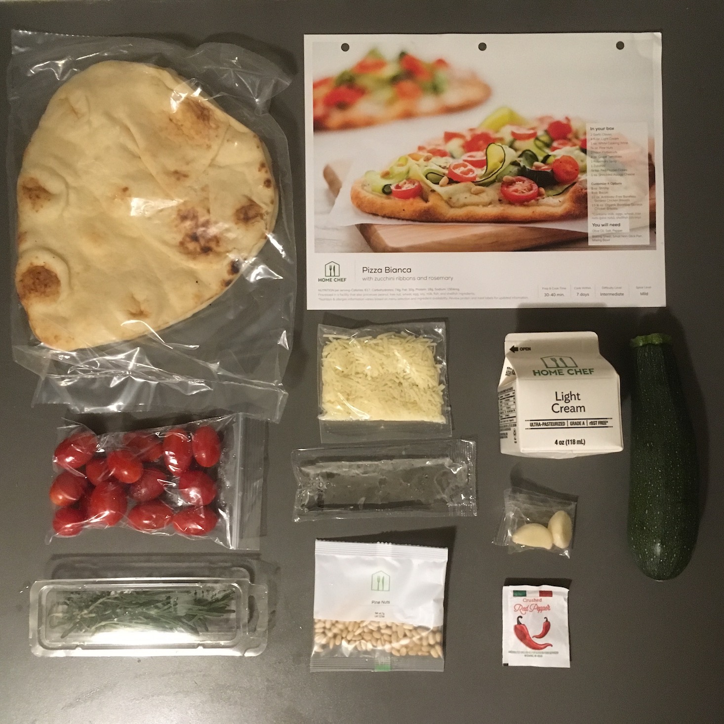 pizza bianca ingredients laydown