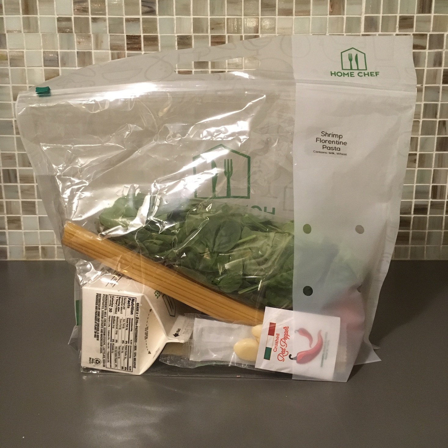 shrimp florentine ingredients bag front