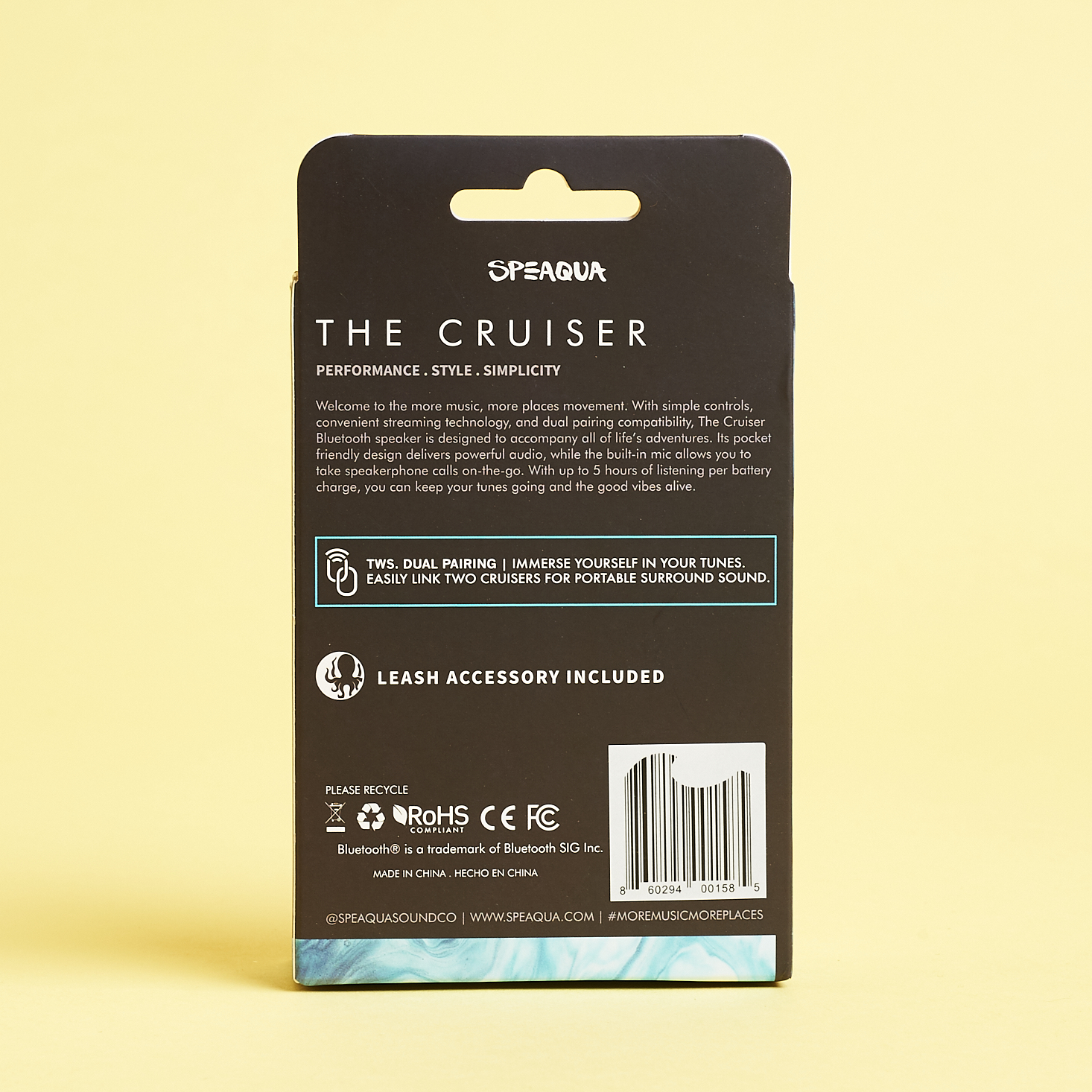 back of box for Speaqua Cruiser Wireless Speaker