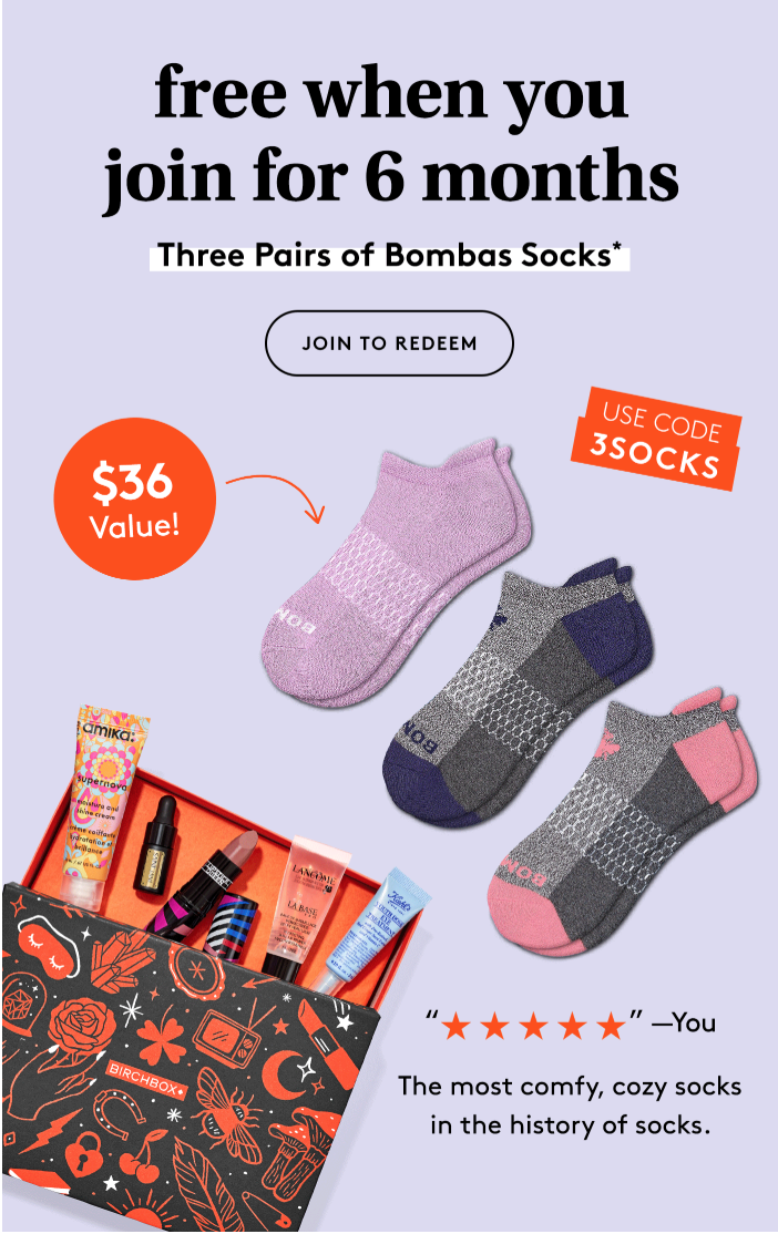 Birchbox Coupon – Free Bombas Socks with Subscription!